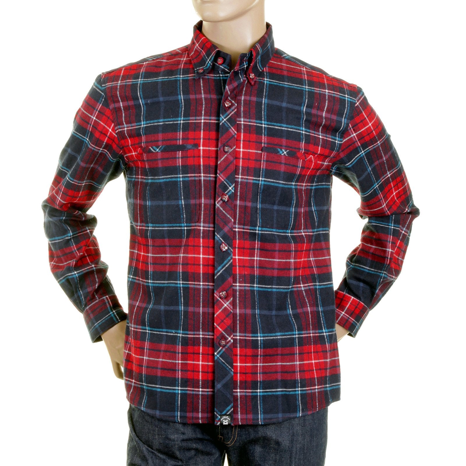RMC MARTIN KSOHOH MKWS REGULAR FIT LONG SLEEVE BUTTON DOWN COLLAR RED CHECKED SHIRT FOR MEN REDM2296