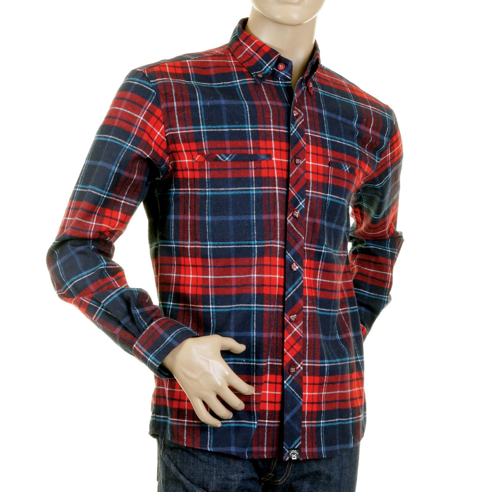 RMC MARTIN KSOHOH MKWS REGULAR FIT LONG SLEEVE BUTTON DOWN COLLAR RED CHECKED SHIRT FOR MEN REDM2296