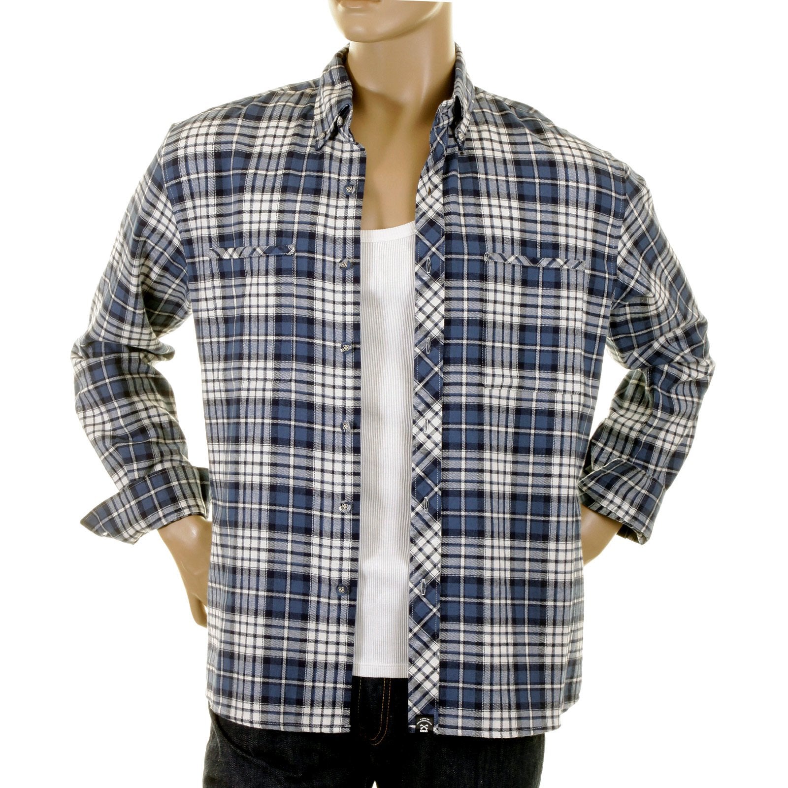 RMC MARTIN KSOHOH MKWS REGULAR FIT LONG SLEEVE BUTTON DOWN COLLAR BLUE CHECKED SHIRT FOR MEN REDM2297