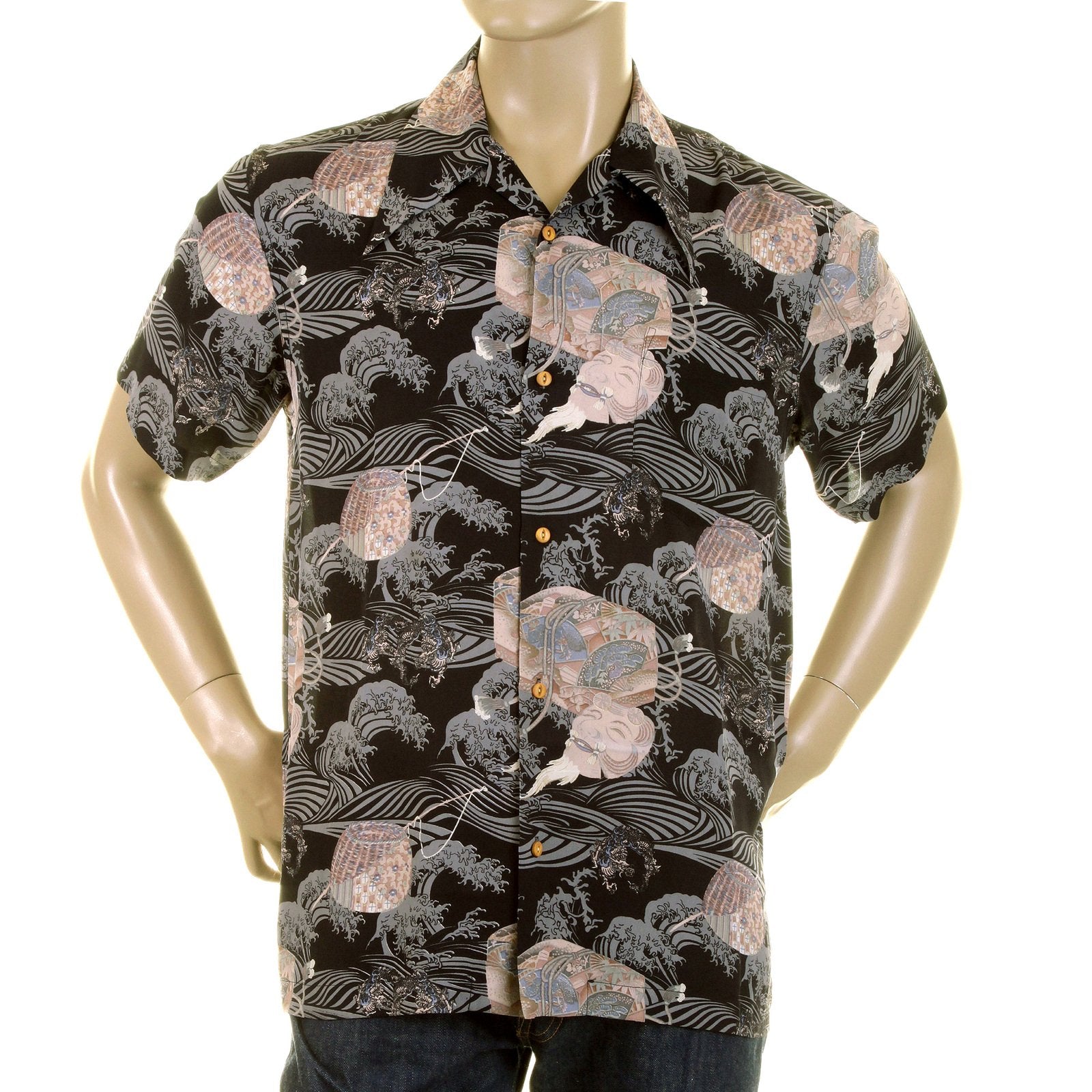 RMC MARTIN KSOHOH REGULAR FIT NAVY HAWAIIAN SHORT SLEEVED PRINTED SHIRT REDM0907