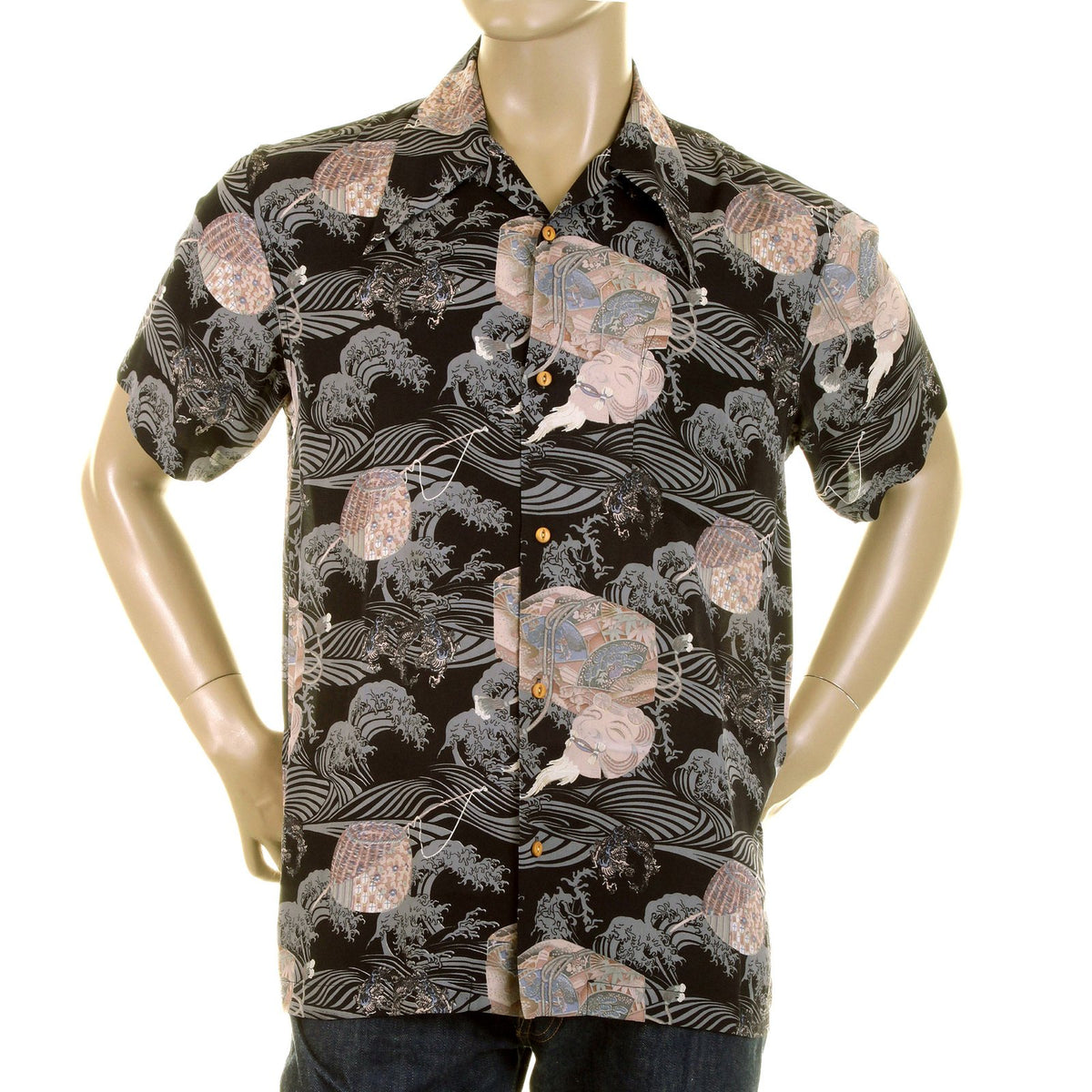 RMC MARTIN KSOHOH REGULAR FIT NAVY HAWAIIAN SHORT SLEEVED PRINTED SHIRT REDM0907