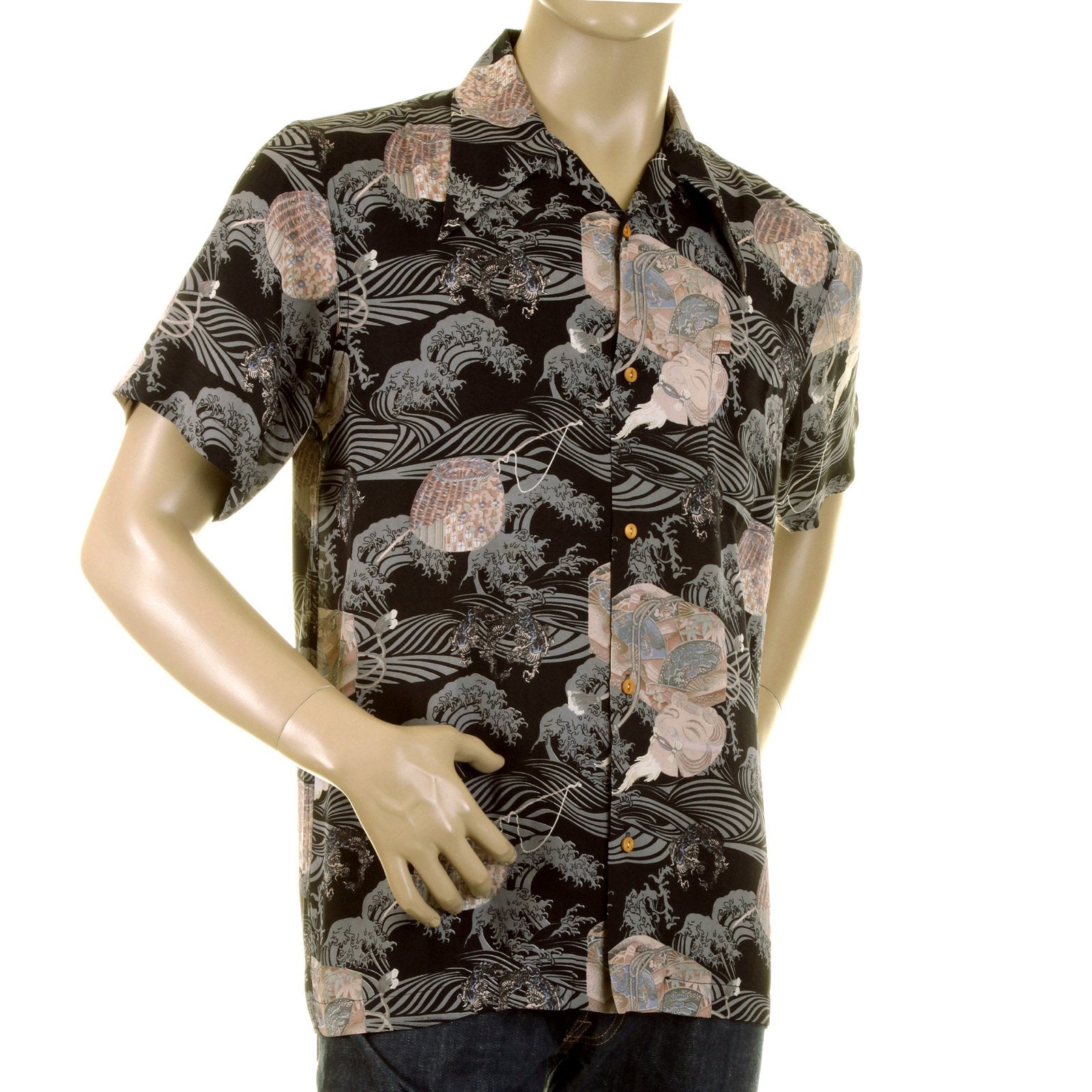 RMC MARTIN KSOHOH REGULAR FIT NAVY HAWAIIAN SHORT SLEEVED PRINTED SHIRT REDM0907