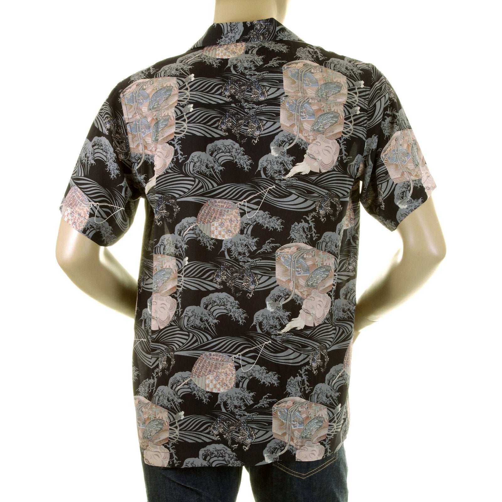 RMC MARTIN KSOHOH REGULAR FIT NAVY HAWAIIAN SHORT SLEEVED PRINTED SHIRT REDM0907