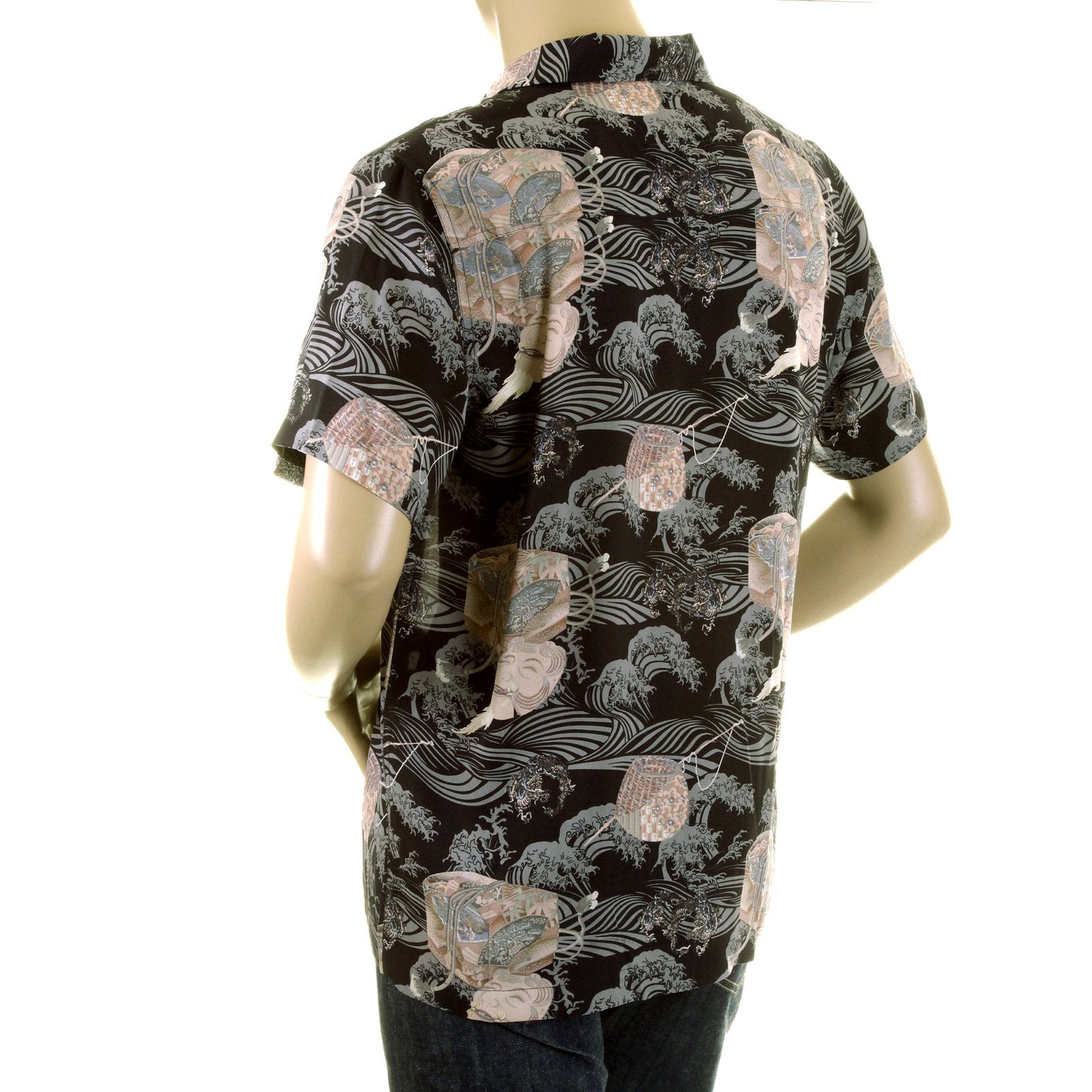 RMC MARTIN KSOHOH REGULAR FIT NAVY HAWAIIAN SHORT SLEEVED PRINTED SHIRT REDM0907