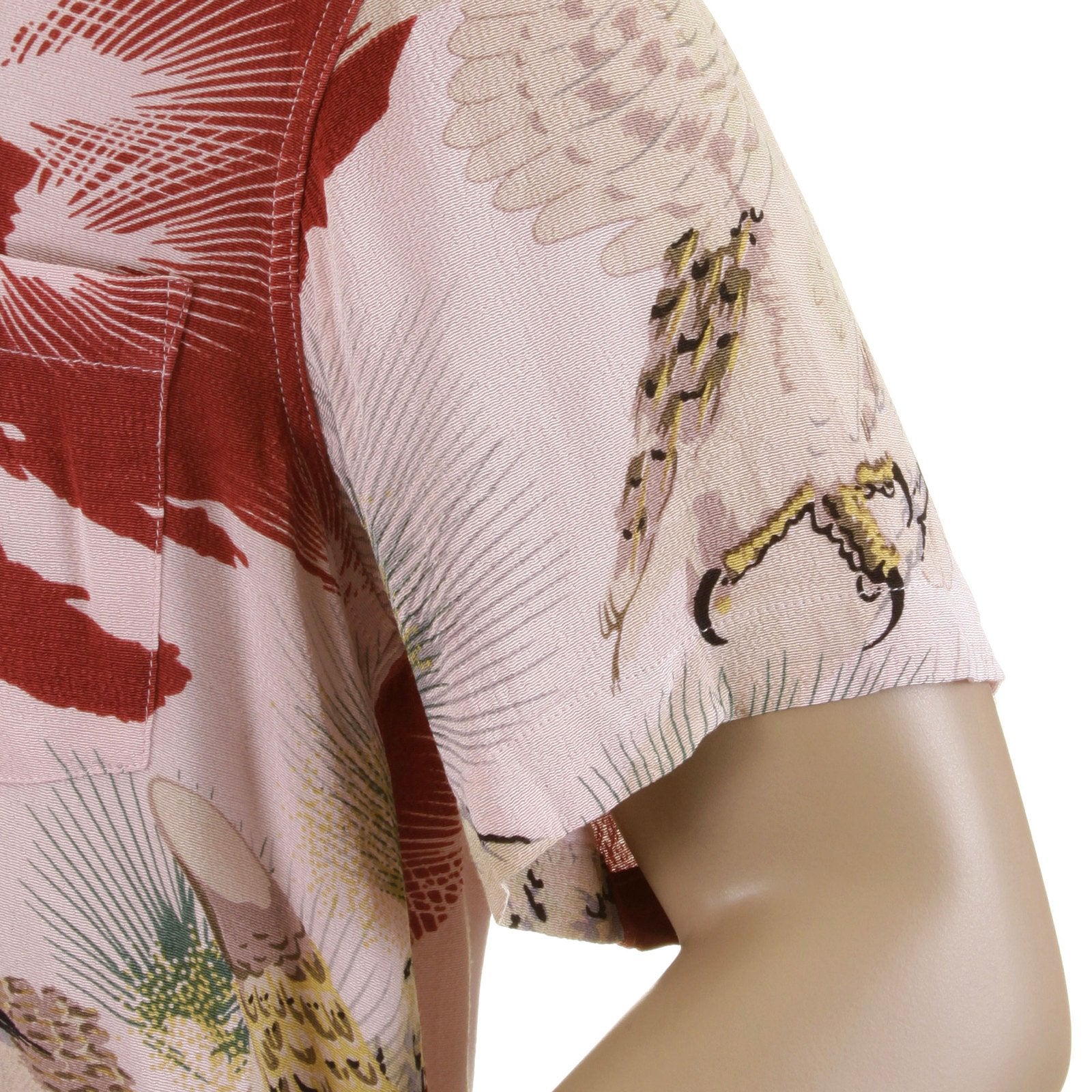 RMC JEANS REGULAR FIT SHORT SLEEVE JAPANESE EAGLE IN LEAF PRINTED SHIRT FOR MEN REDM0916