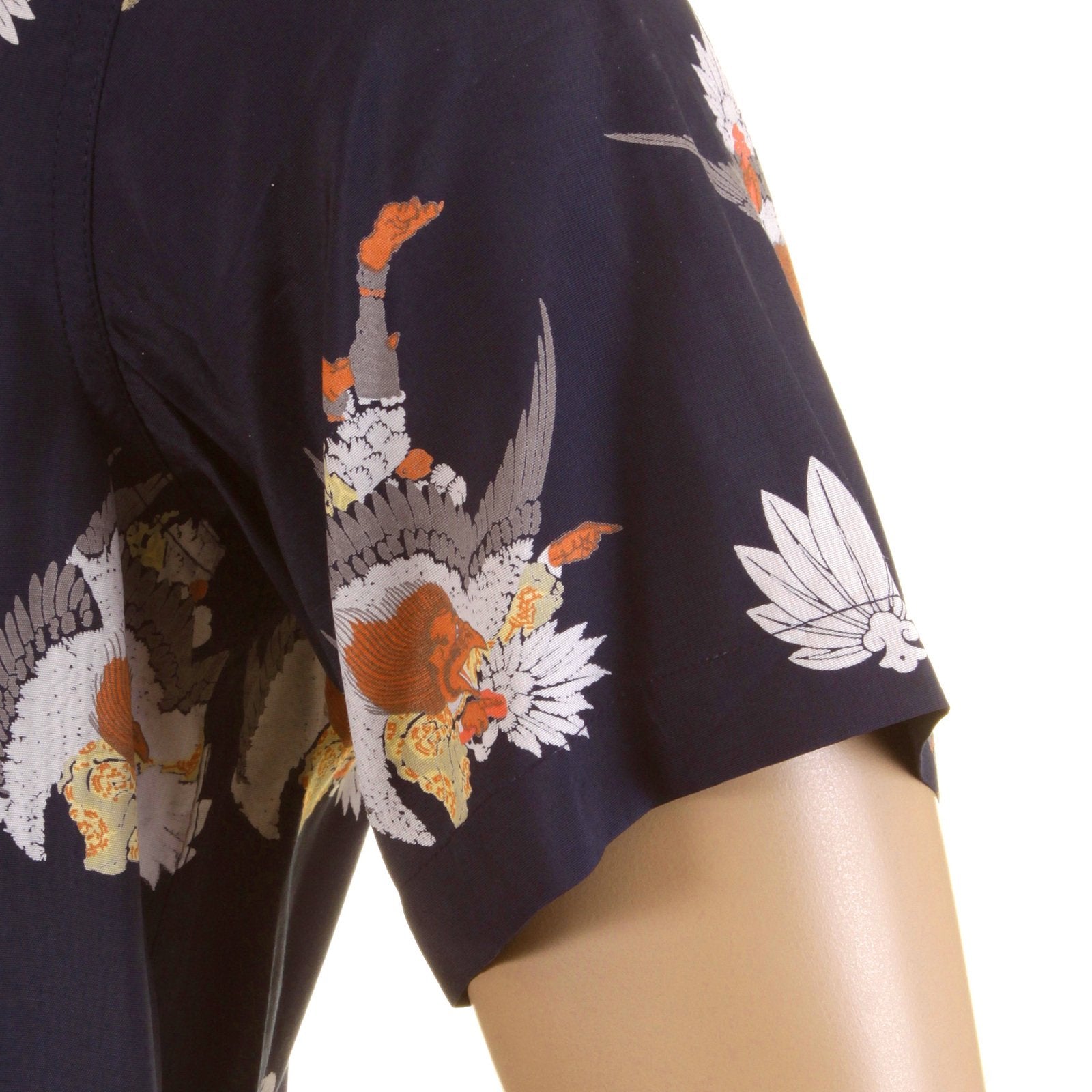 RMC MARTIN KSOHOH REGULAR FIT HUMAN HEAD BIRD BODY NAVY PRINTED SHORT SLEEVE SHIRT FOR MEN REDM0908