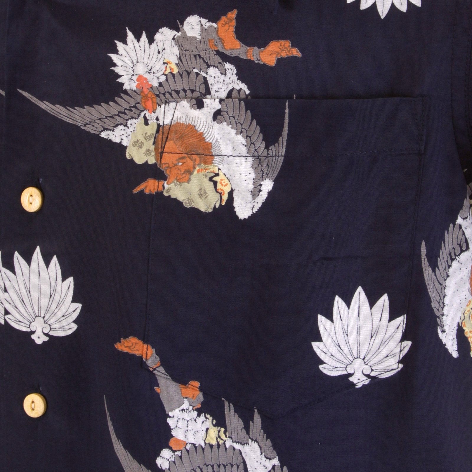 RMC MARTIN KSOHOH REGULAR FIT HUMAN HEAD BIRD BODY NAVY PRINTED SHORT SLEEVE SHIRT FOR MEN REDM0908