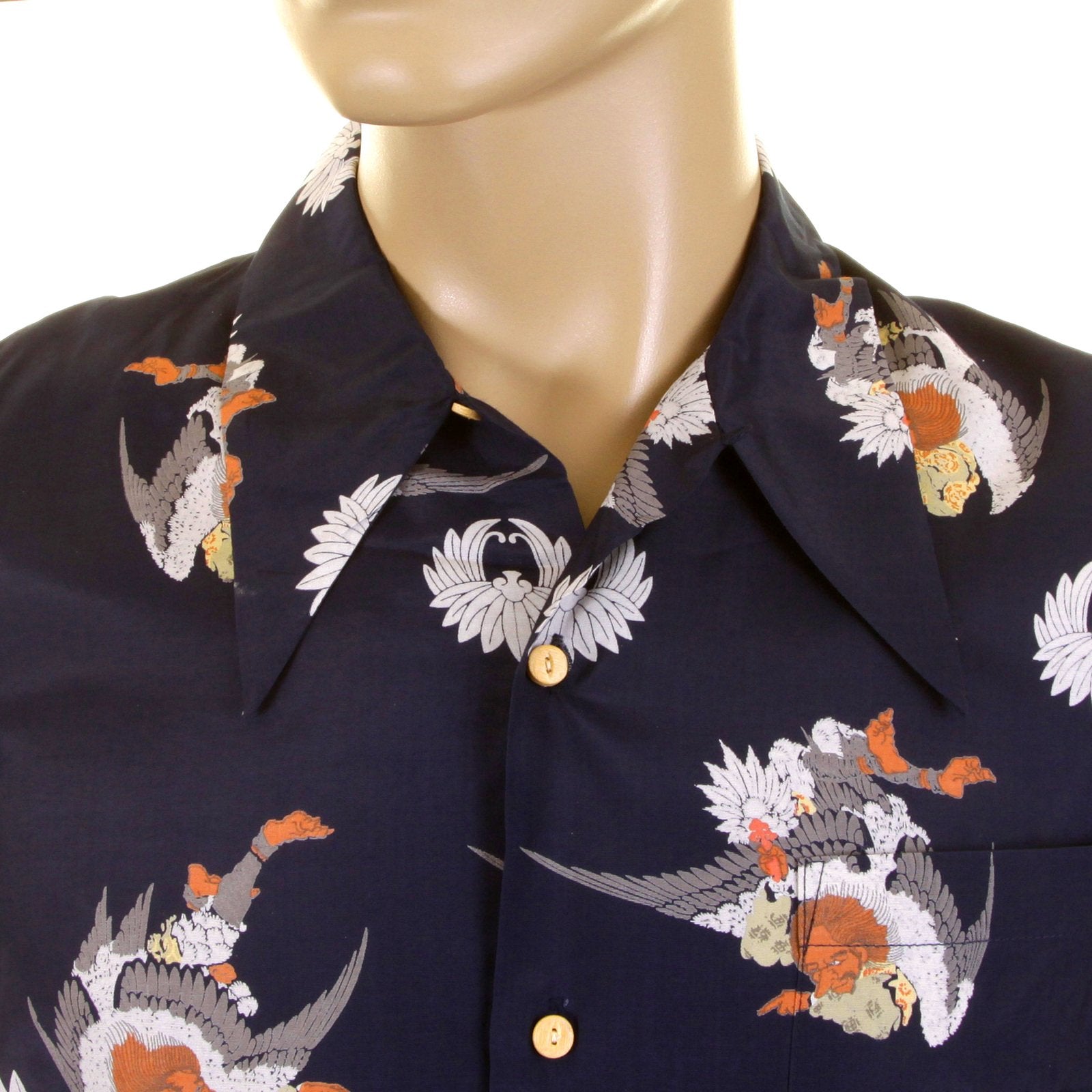 RMC MARTIN KSOHOH REGULAR FIT HUMAN HEAD BIRD BODY NAVY PRINTED SHORT SLEEVE SHIRT FOR MEN REDM0908