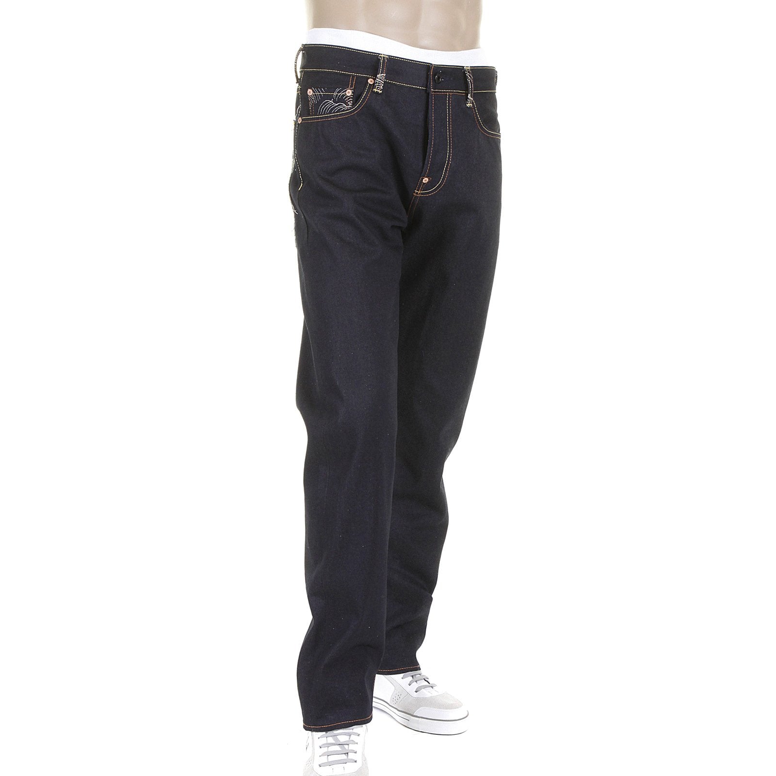 RMC JEANS POKER SUPER EXCLUSIVE MODEL 1001 SLIM CUT DARK INDIGO RAW DENIM JEANS FOR MEN REDM2268