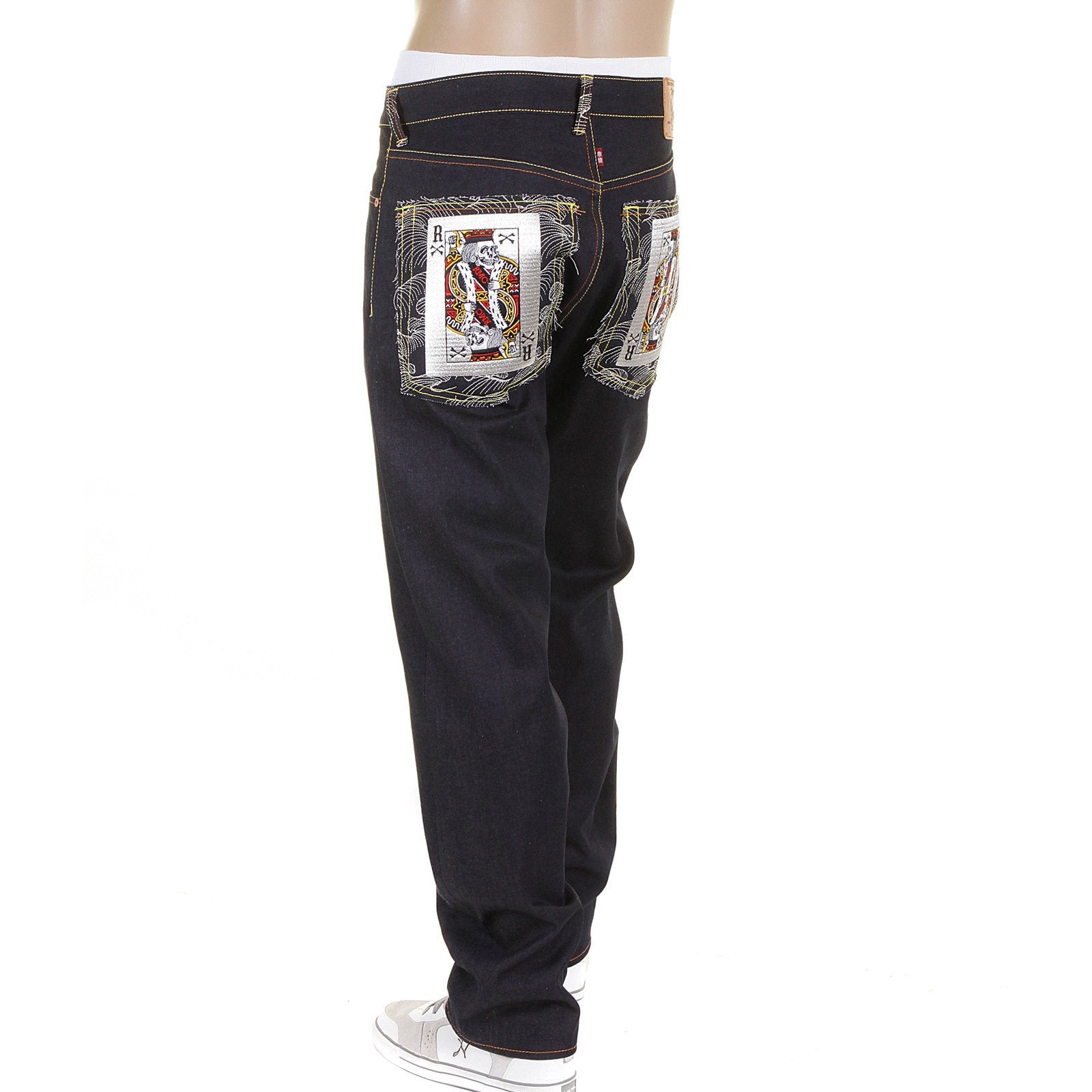 RMC JEANS POKER SUPER EXCLUSIVE MODEL 1001 SLIM CUT DARK INDIGO RAW DENIM JEANS FOR MEN REDM2268