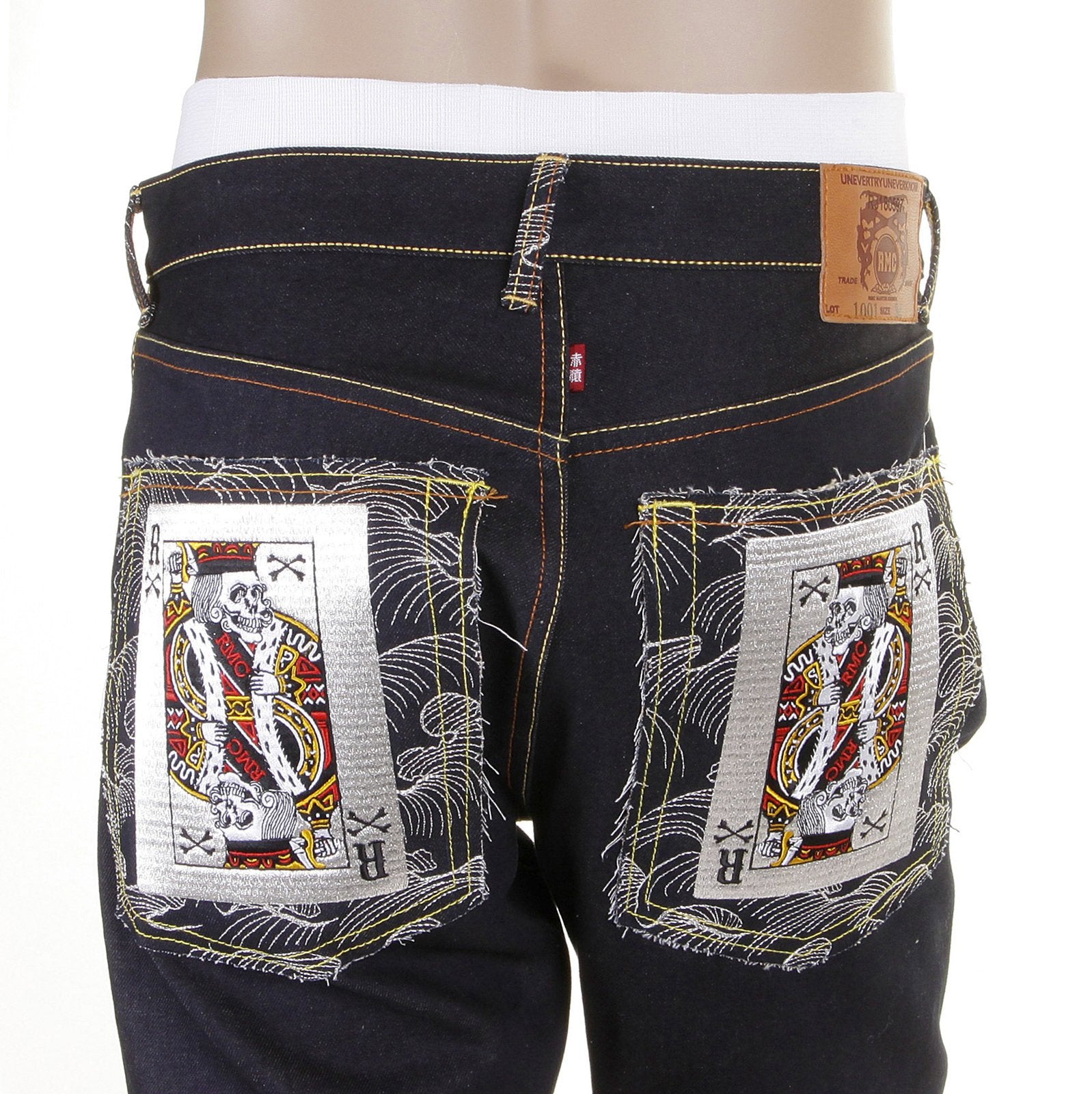 RMC JEANS POKER SUPER EXCLUSIVE MODEL 1001 SLIM CUT DARK INDIGO RAW DENIM JEANS FOR MEN REDM2268