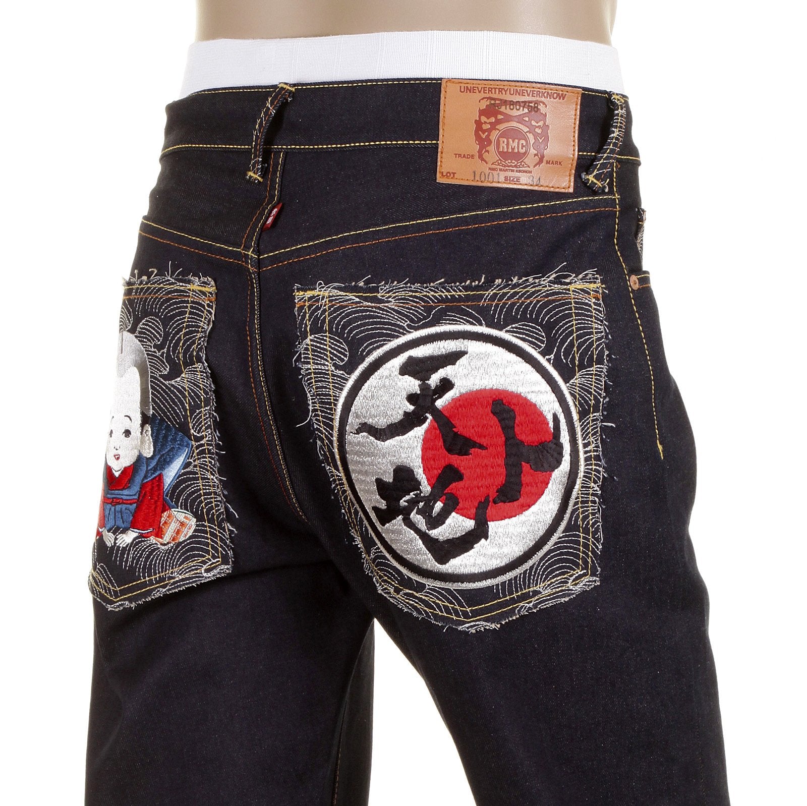 RMC MARTIN KSOHOH JEANS FUKUSUKE &amp; TEN CHI JIN SLIMMER CUT 1001 MODEL DENIM JEANS REDM1162