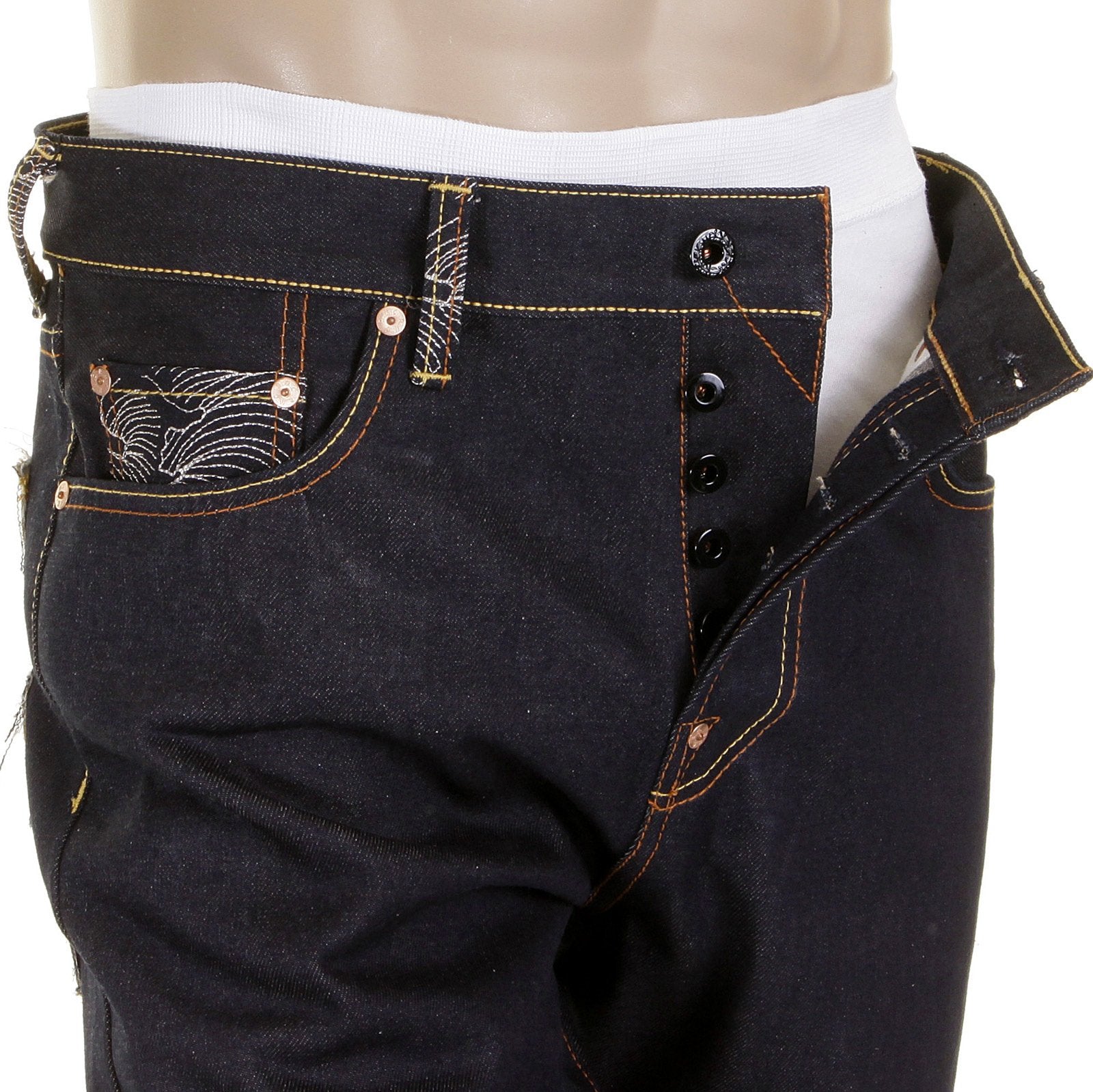 RMC MARTIN KSOHOH JEANS FUKUSUKE &amp; TEN CHI JIN SLIMMER CUT 1001 MODEL DENIM JEANS REDM1162