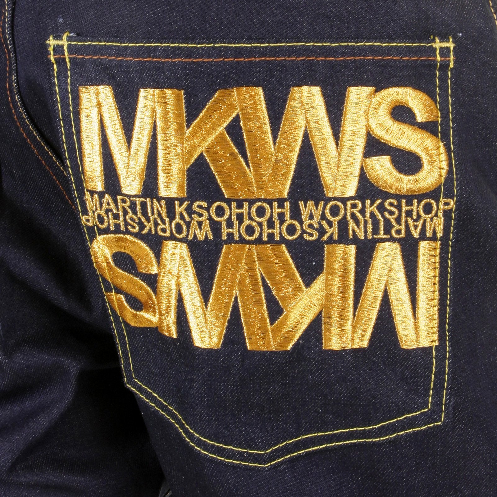 RMC JEANS EMPIRE CYBER MONKEY SLIMMER CUT GOLD EMBROIDERED MODEL 1001 DENIM JEANS REDM1148