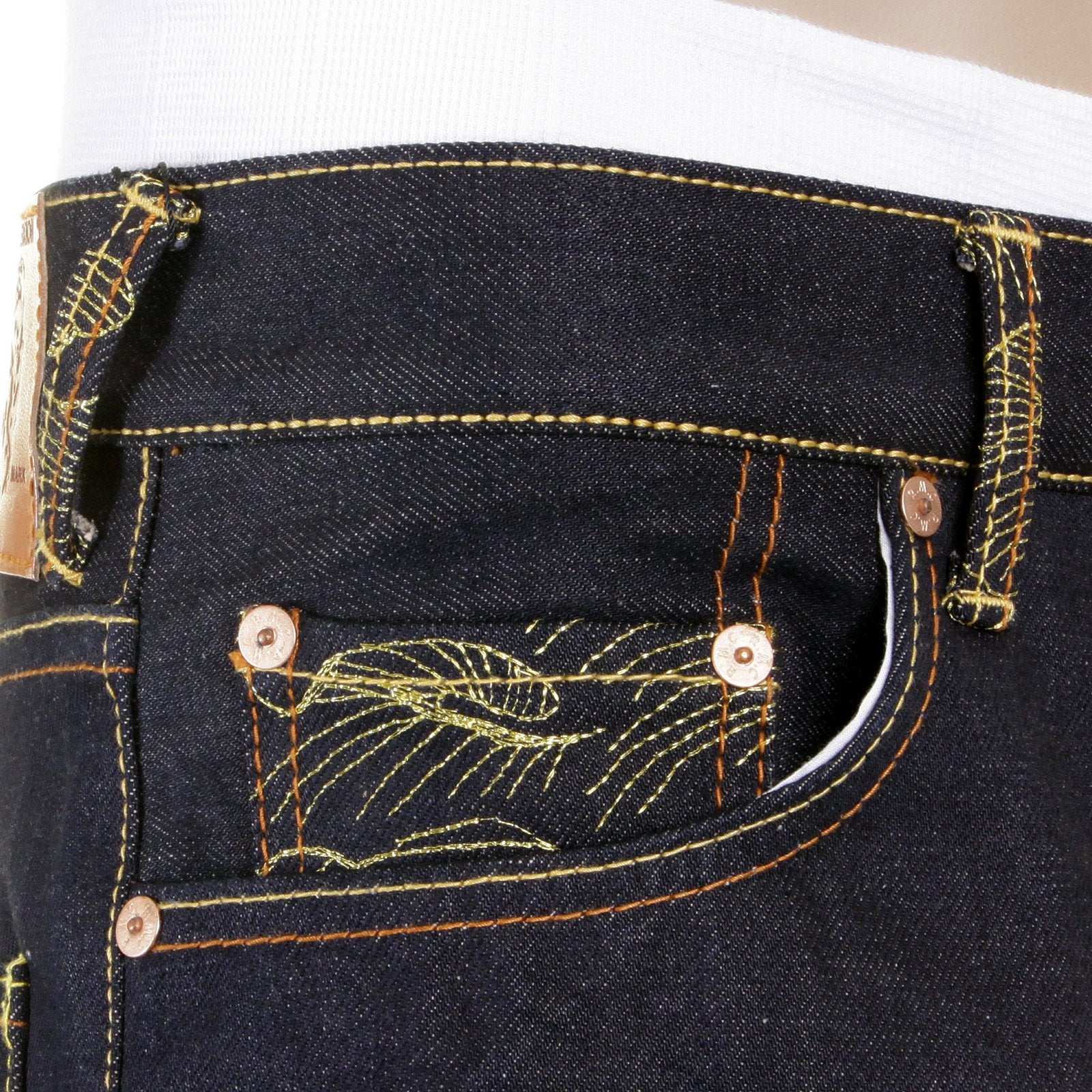 RMC JEANS EMPIRE CYBER MONKEY SLIMMER CUT GOLD EMBROIDERED MODEL 1001 DENIM JEANS REDM1148
