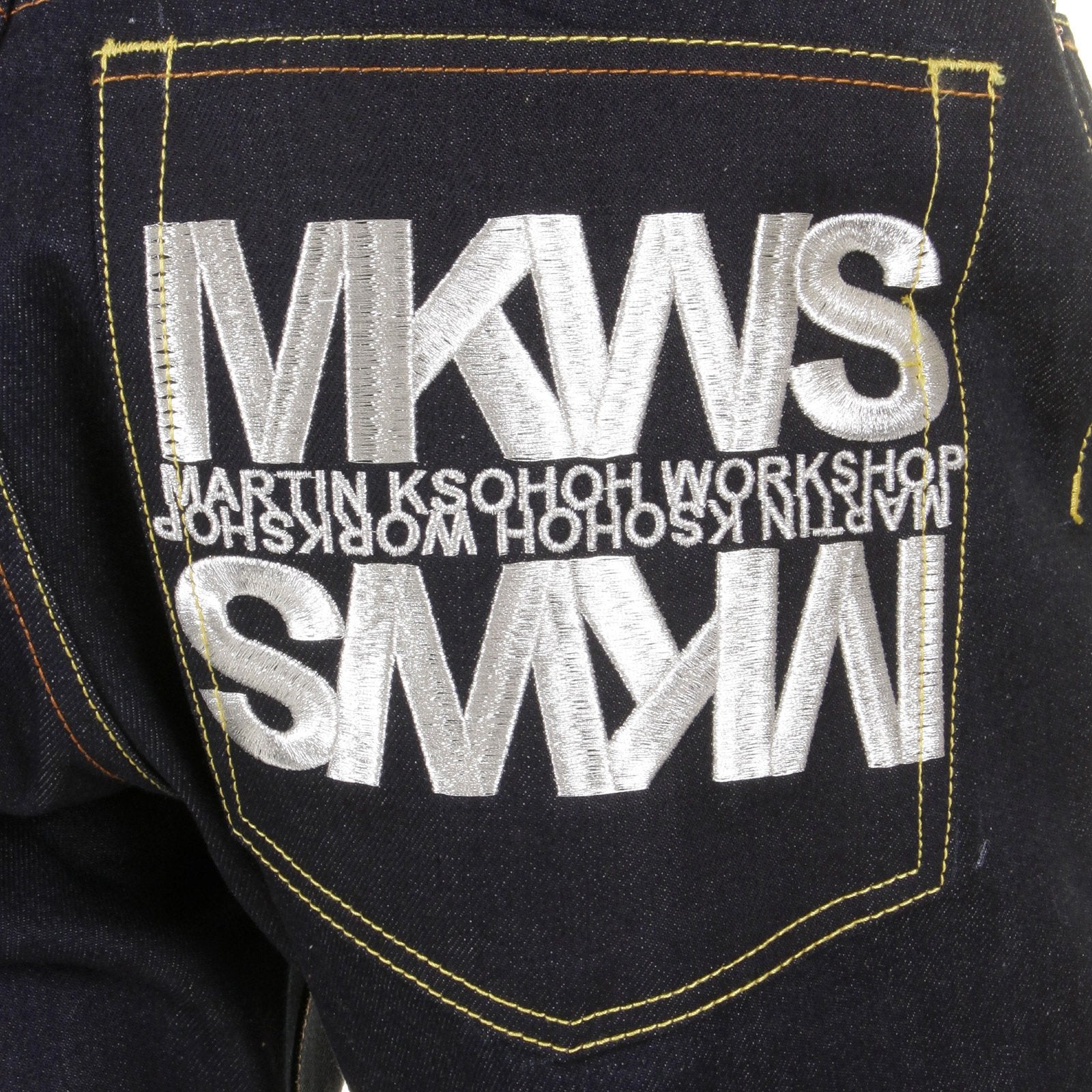 RMC MARTIN KSOHOH 1001 SILVER EMPIRE CYBER MONKEY DARK INDIGO RAW SLIMMER CUT EMBROIDERED JEANS REDM1146