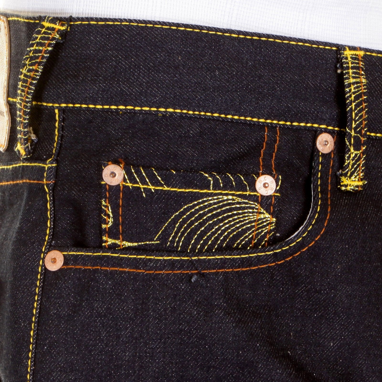 RMC MARTIN KSOHOH 1001 SILVER EMPIRE CYBER MONKEY DARK INDIGO RAW SLIMMER CUT EMBROIDERED JEANS REDM1146