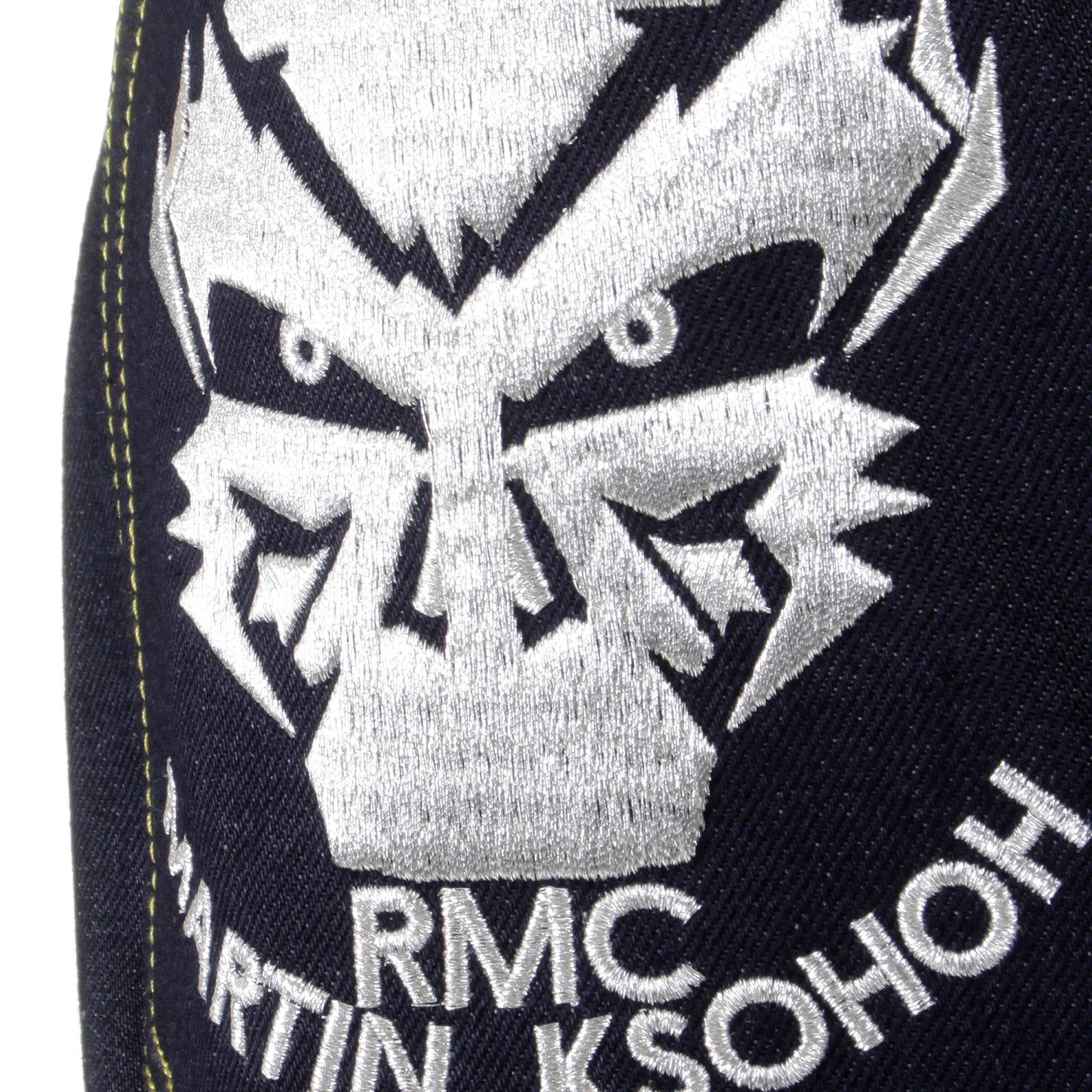 RMC MARTIN KSOHOH 1001 SILVER EMPIRE CYBER MONKEY DARK INDIGO RAW SLIMMER CUT EMBROIDERED JEANS REDM1146