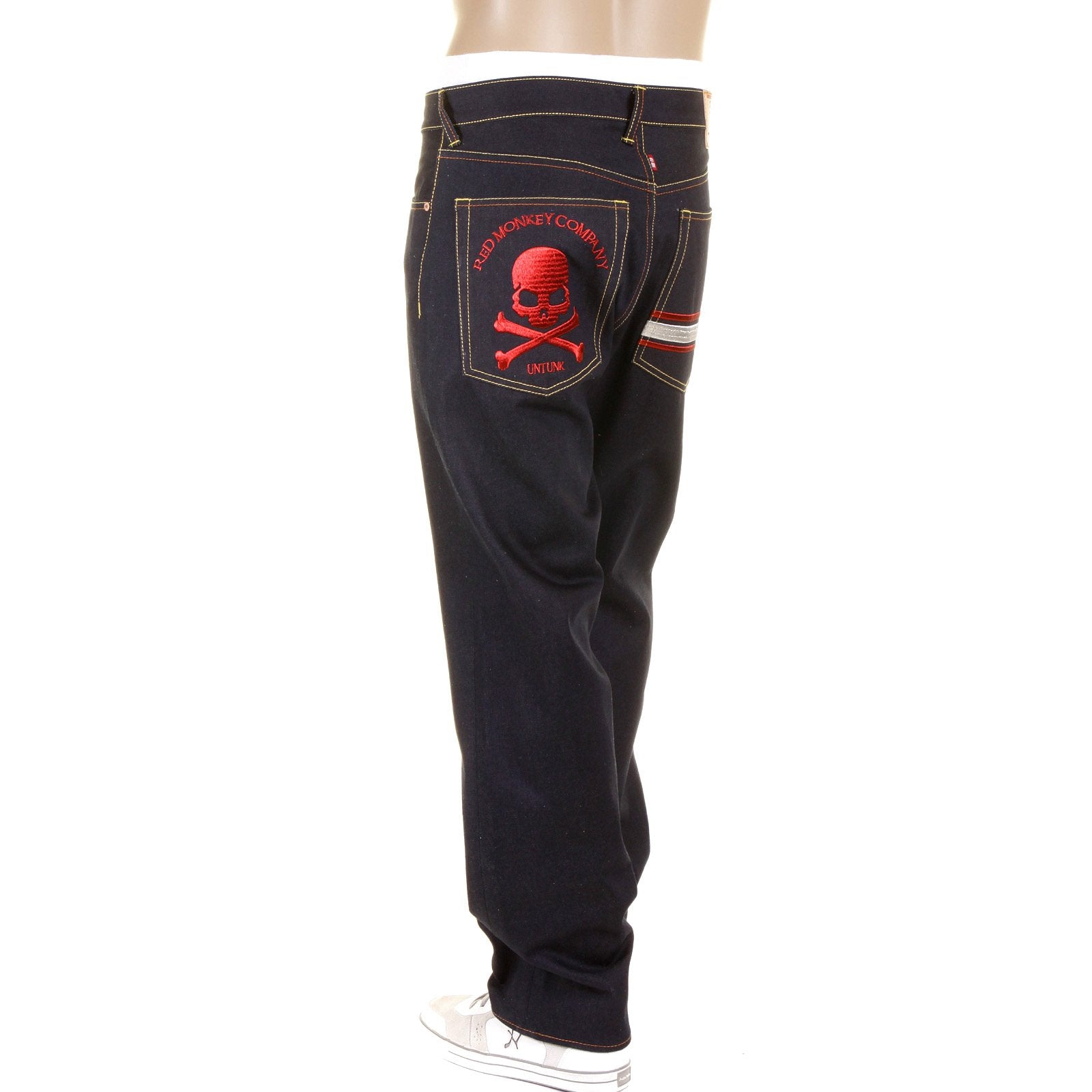 RMC MARTIN KSOHOH DARK INDIGO COTTON MKWS SLIMMER CUT 1001 MODEL RAW DENIM JEANS FOR MEN REDM1155