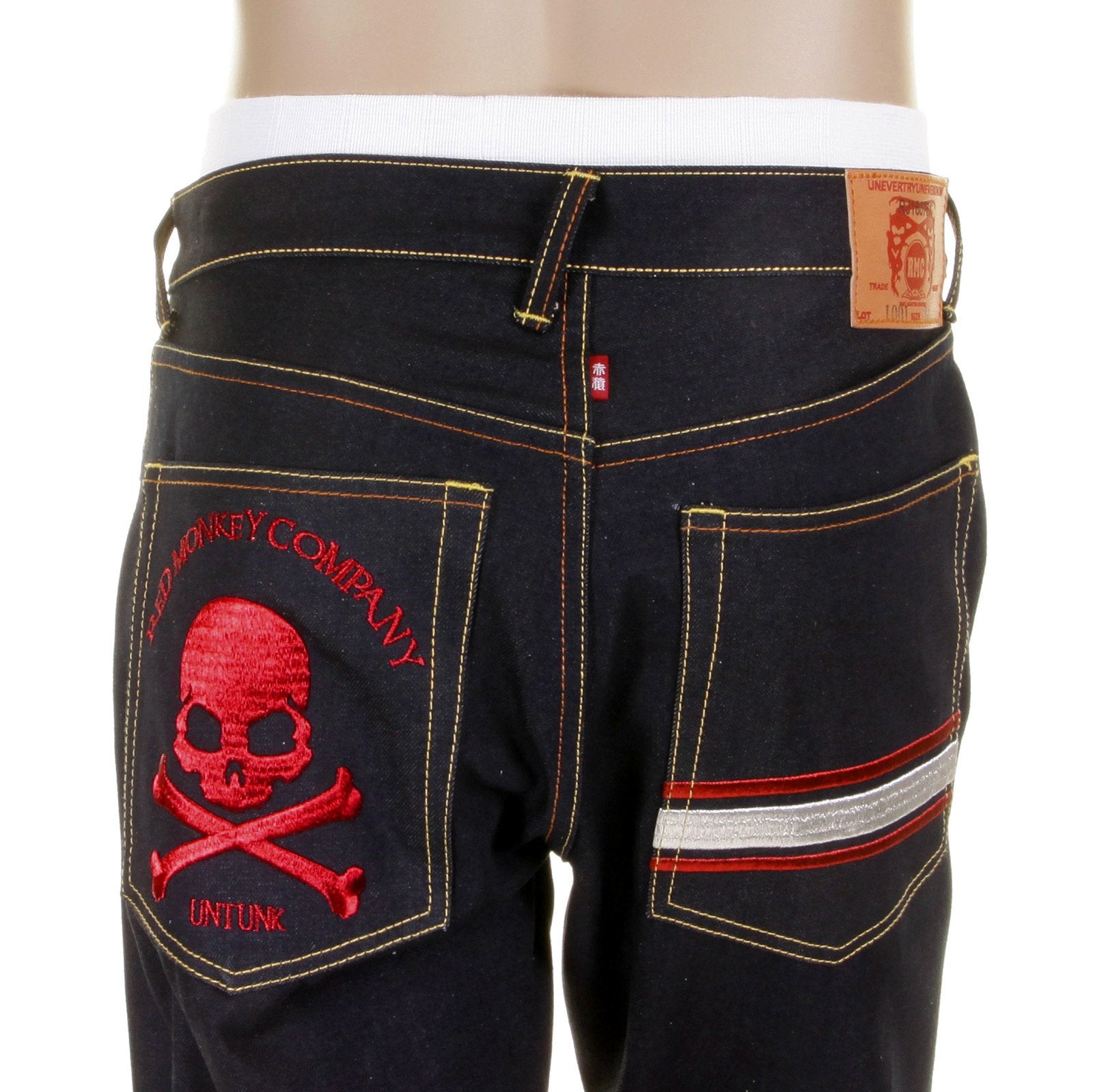 RMC MARTIN KSOHOH DARK INDIGO COTTON MKWS SLIMMER CUT 1001 MODEL RAW DENIM JEANS FOR MEN REDM1155