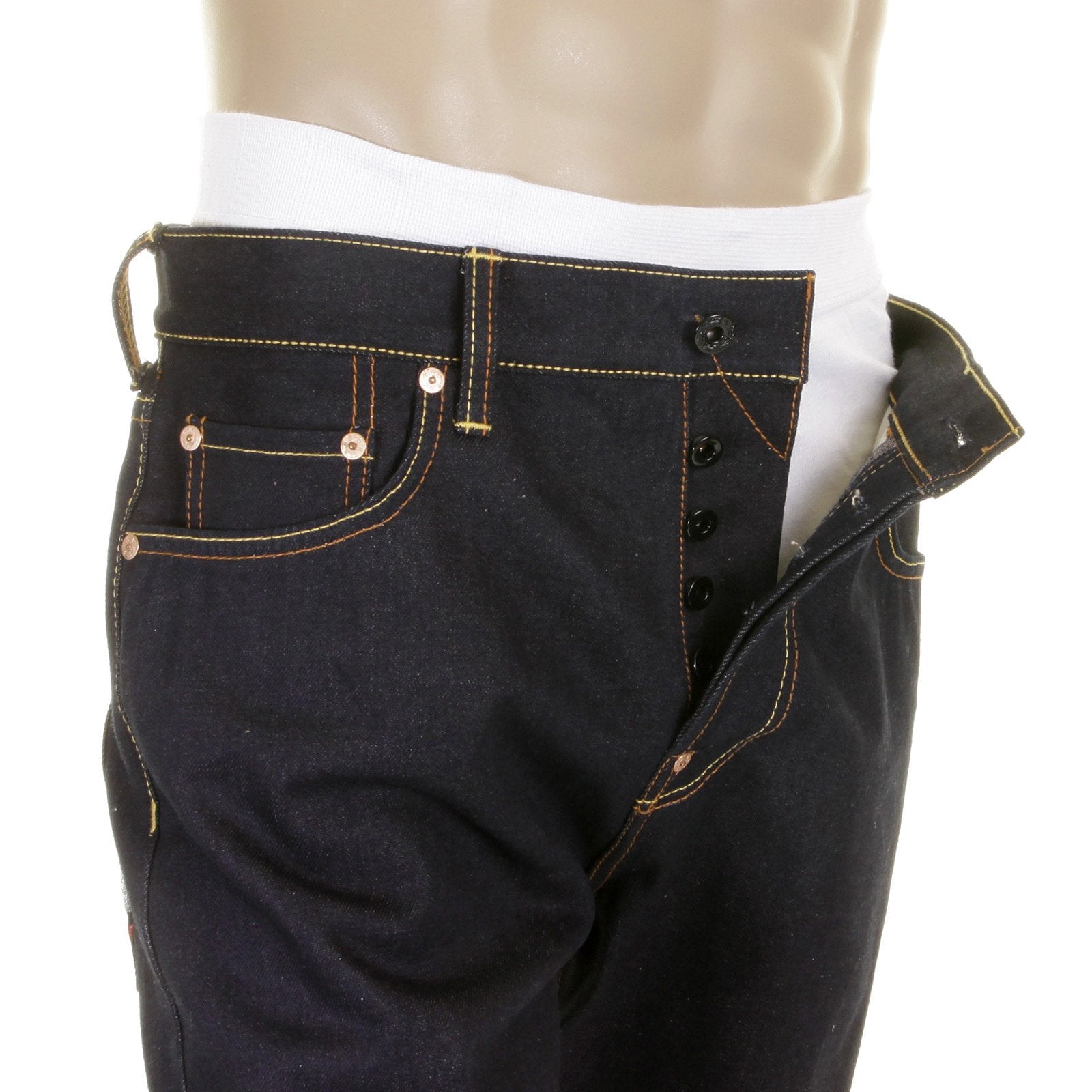 RMC MARTIN KSOHOH DARK INDIGO COTTON MKWS SLIMMER CUT 1001 MODEL RAW DENIM JEANS FOR MEN REDM1155