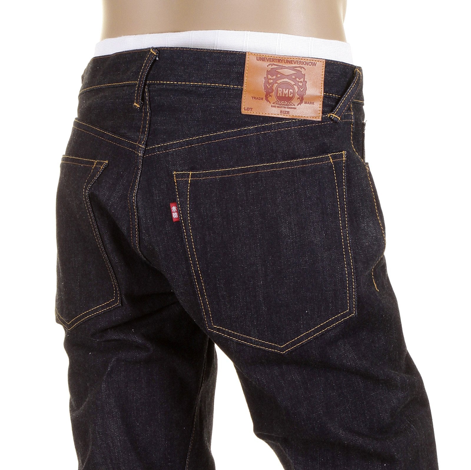 RMC SUPER EXCLUSIVE 1001 SLIM HANDMADE 15.5OZ DARK INDIGO RED LINE SELVEDGE RAW DENIM JEANS REDM2020