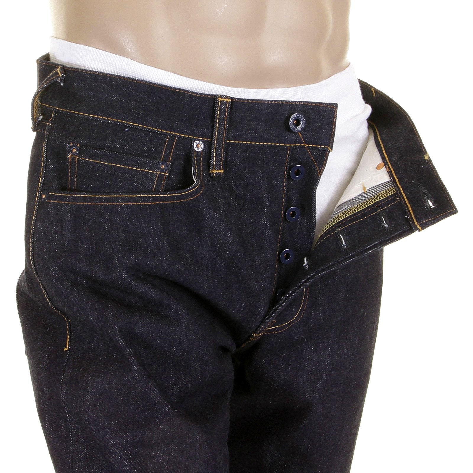 RMC SUPER EXCLUSIVE 1001 SLIM HANDMADE 15.5OZ DARK INDIGO RED LINE SELVEDGE RAW DENIM JEANS REDM2020