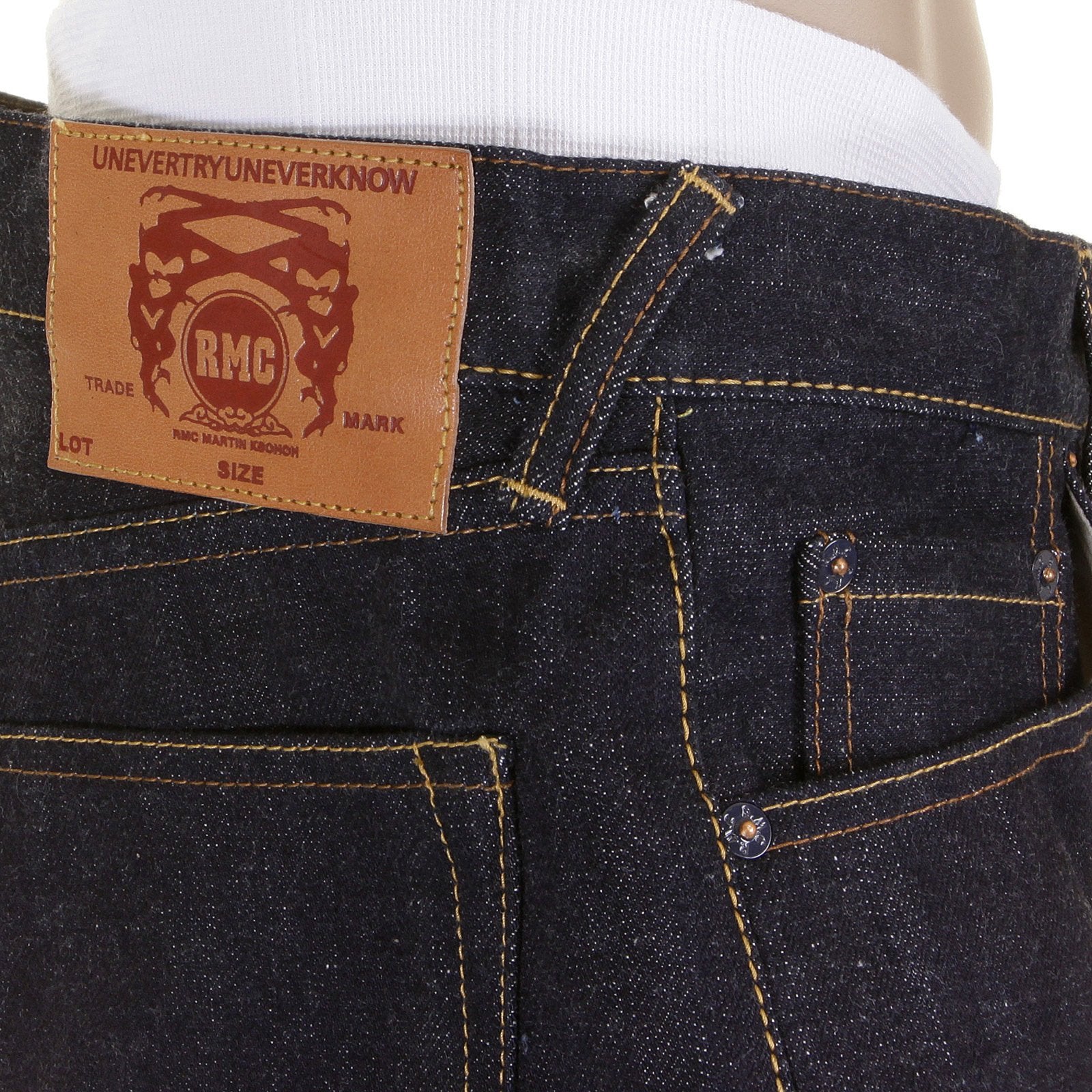 RMC SUPER EXCLUSIVE 1001 SLIM HANDMADE 15.5OZ DARK INDIGO RED LINE SELVEDGE RAW DENIM JEANS REDM2020