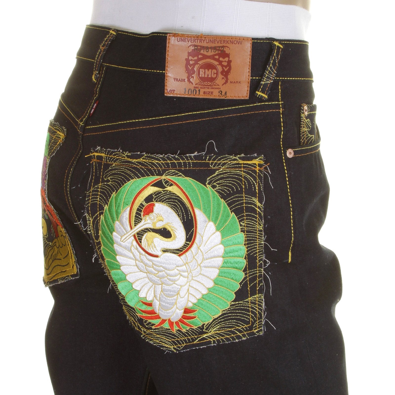 RMC MARTIN KSOHOH 1001 SLIMMER CUT DARK INDIGO JAPANESE KAMON RAW DRY SELVEDGE DENIM JEANS REDM0242
