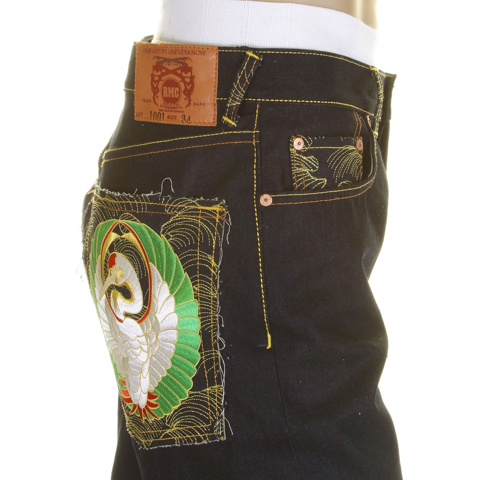 RMC MARTIN KSOHOH 1001 SLIMMER CUT DARK INDIGO JAPANESE KAMON RAW DRY SELVEDGE DENIM JEANS REDM0242