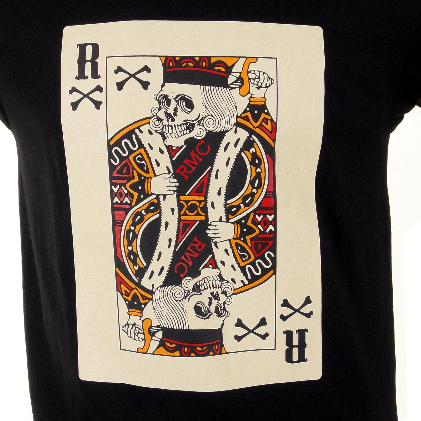 RMC MARTIN KSOHOH REGULAR FIT POKER SKULL PLAYING CARD SHORT SLEEVE CREW NECK T SHIRT IN BLACK REDM1165