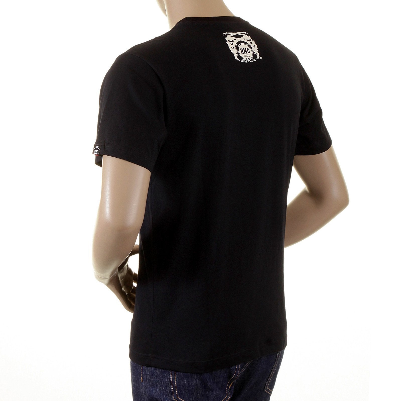 RMC MARTIN KSOHOH REGULAR FIT POKER SKULL PLAYING CARD SHORT SLEEVE CREW NECK T SHIRT IN BLACK REDM1165