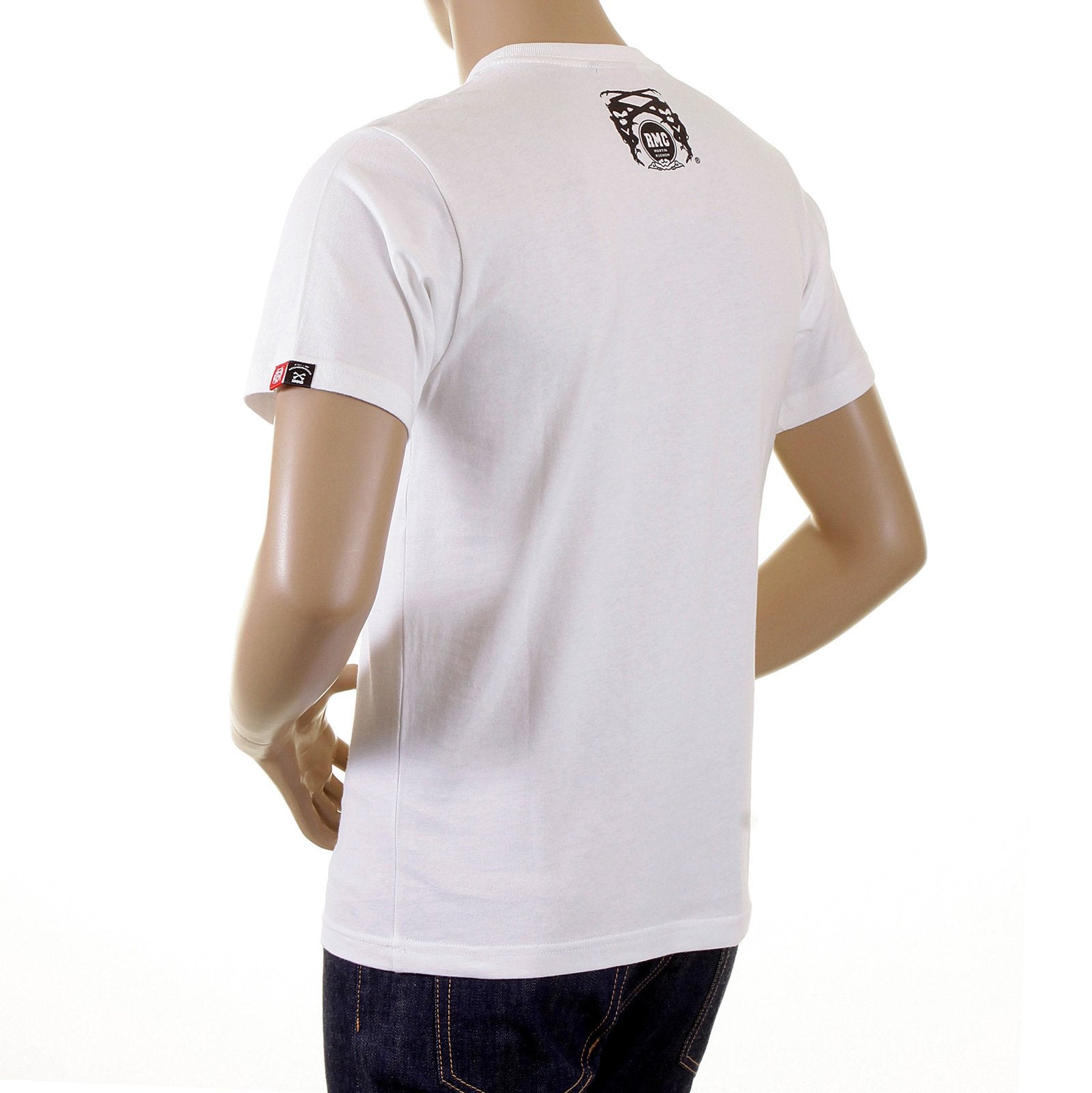 RMC MARTIN KSOHOH CREW NECK SHORT SLEEVE SKULL POKER PLAYING CARD PRINTED T SHIRT IN WHITE REDM1166