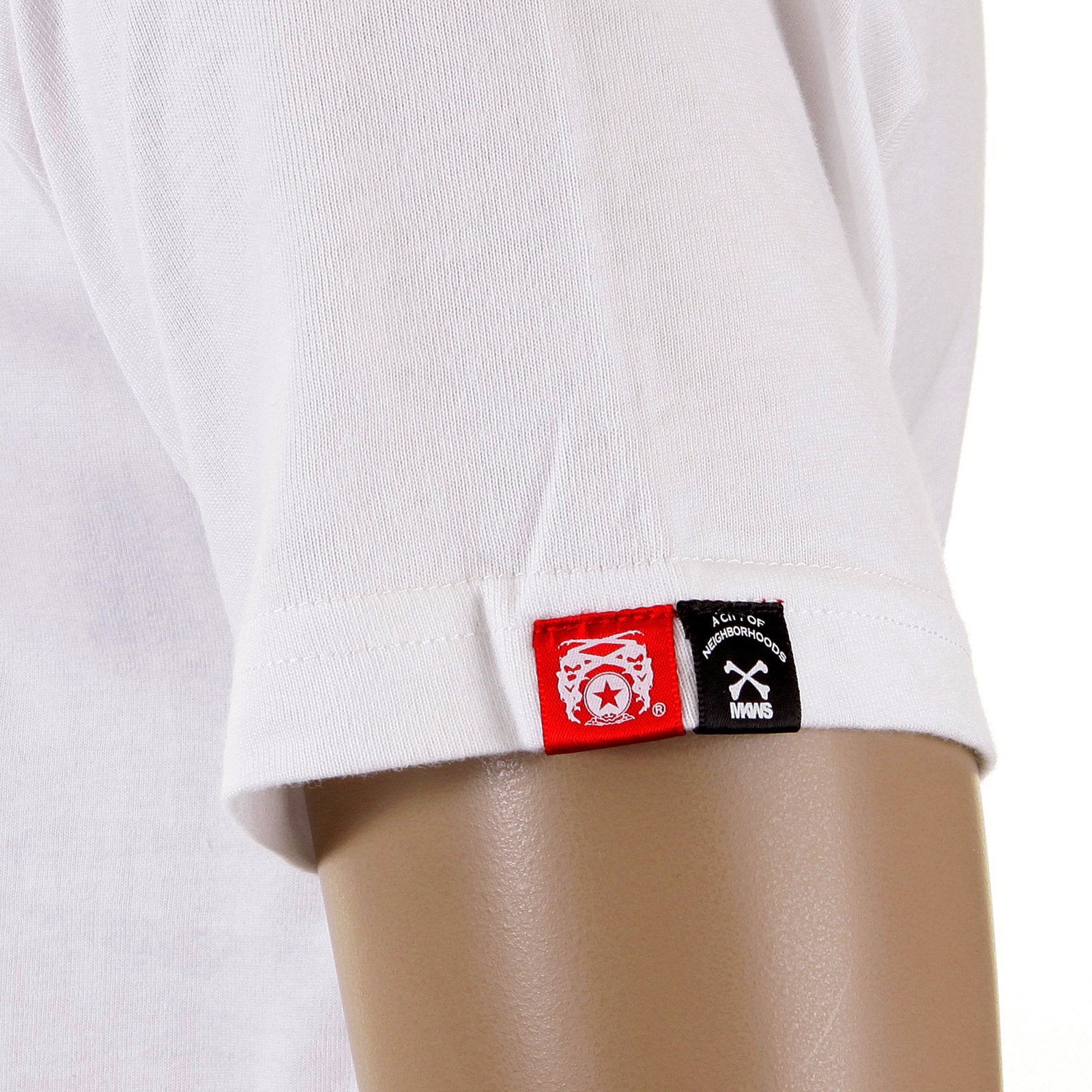 RMC MARTIN KSOHOH CREW NECK SHORT SLEEVE SKULL POKER PLAYING CARD PRINTED T SHIRT IN WHITE REDM1166