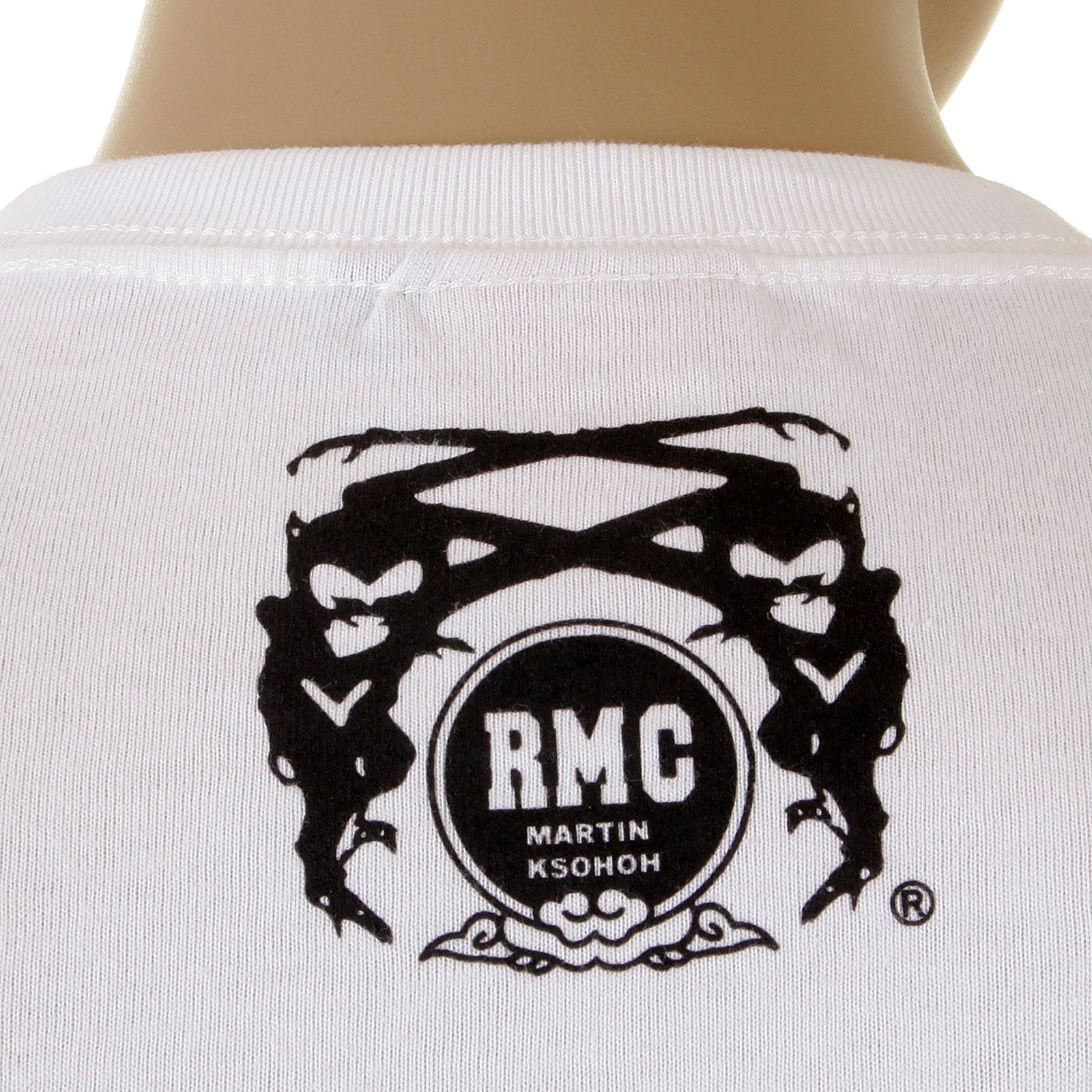 RMC MARTIN KSOHOH CREW NECK SHORT SLEEVE SKULL POKER PLAYING CARD PRINTED T SHIRT IN WHITE REDM1166