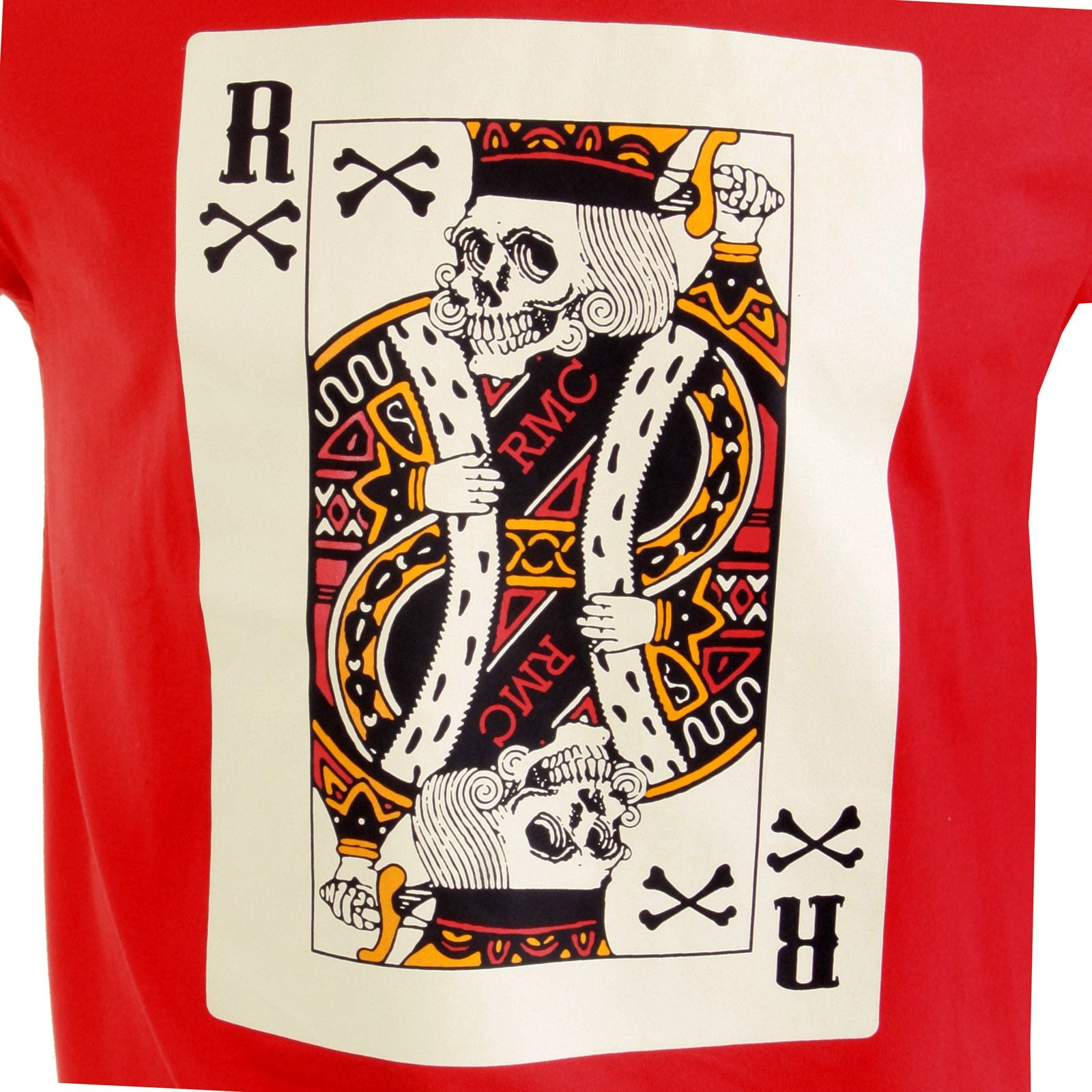 RMC MARTIN KSOHOH RED SHORT SLEEVE CREW NECK SKULL POKER PLAYING CARD PRINTED RED T SHIRT REDM2088