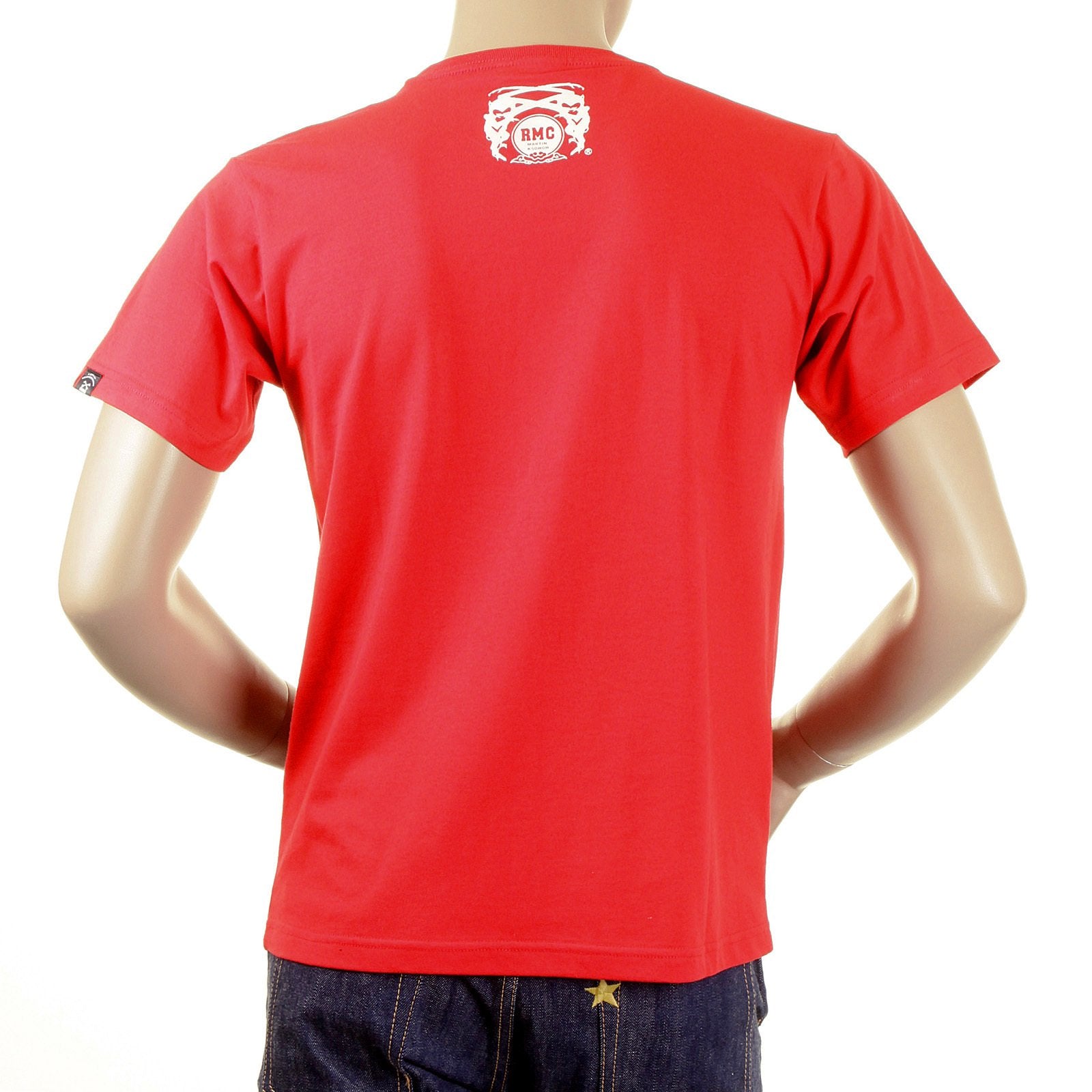 RMC MARTIN KSOHOH RED SHORT SLEEVE CREW NECK SKULL POKER PLAYING CARD PRINTED RED T SHIRT REDM2088