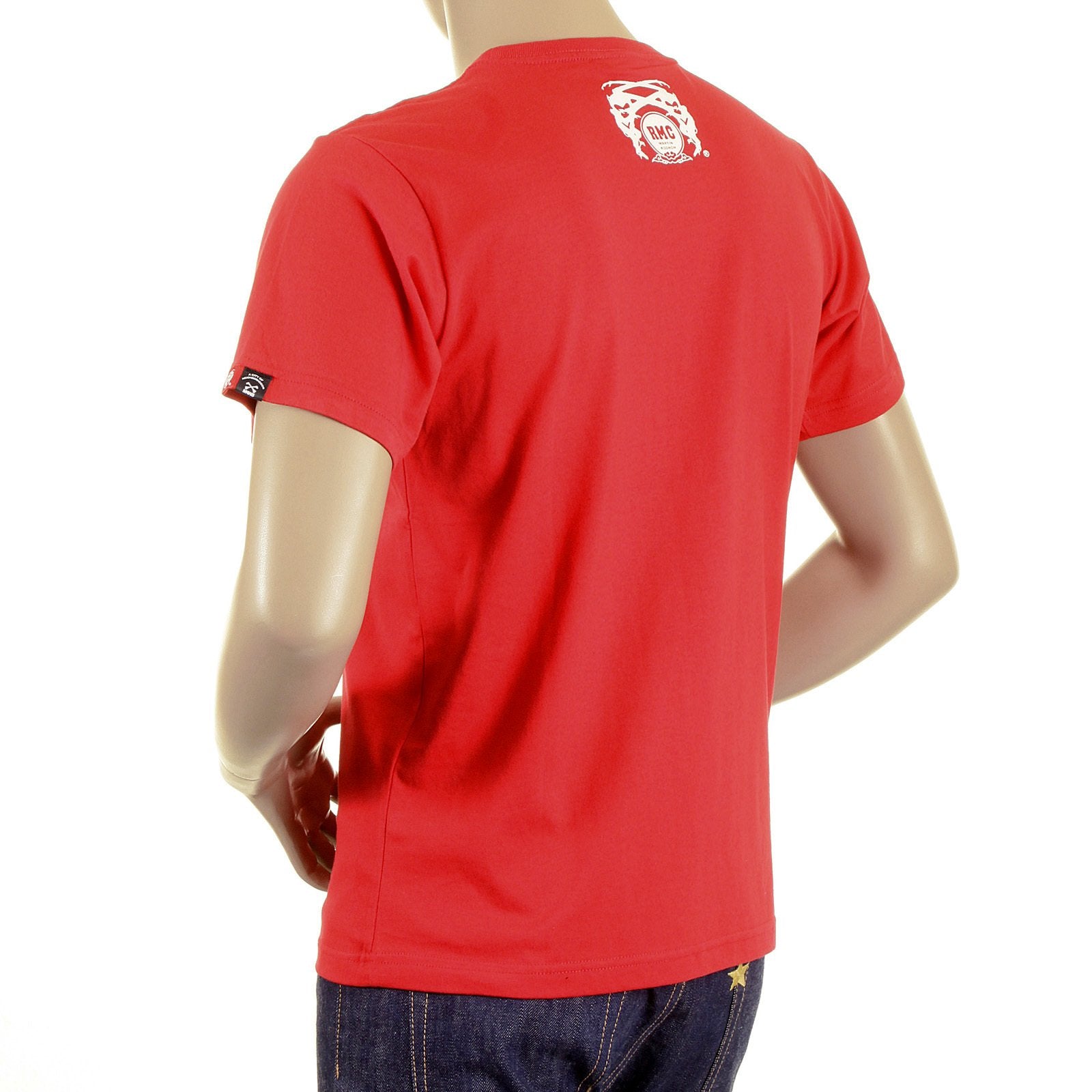 RMC MARTIN KSOHOH RED SHORT SLEEVE CREW NECK SKULL POKER PLAYING CARD PRINTED RED T SHIRT REDM2088