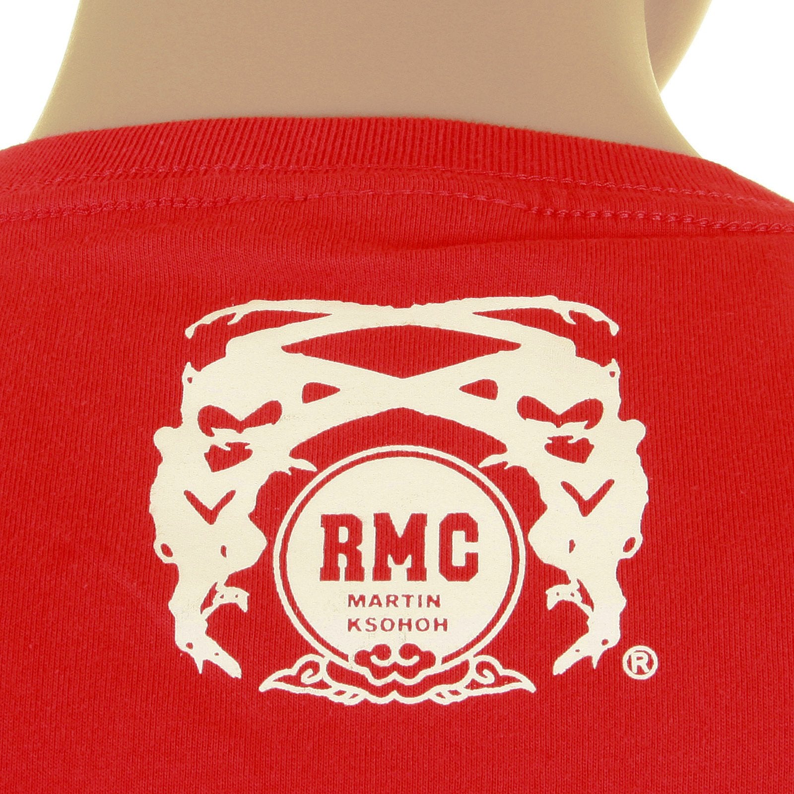 RMC MARTIN KSOHOH RED SHORT SLEEVE CREW NECK SKULL POKER PLAYING CARD PRINTED RED T SHIRT REDM2088