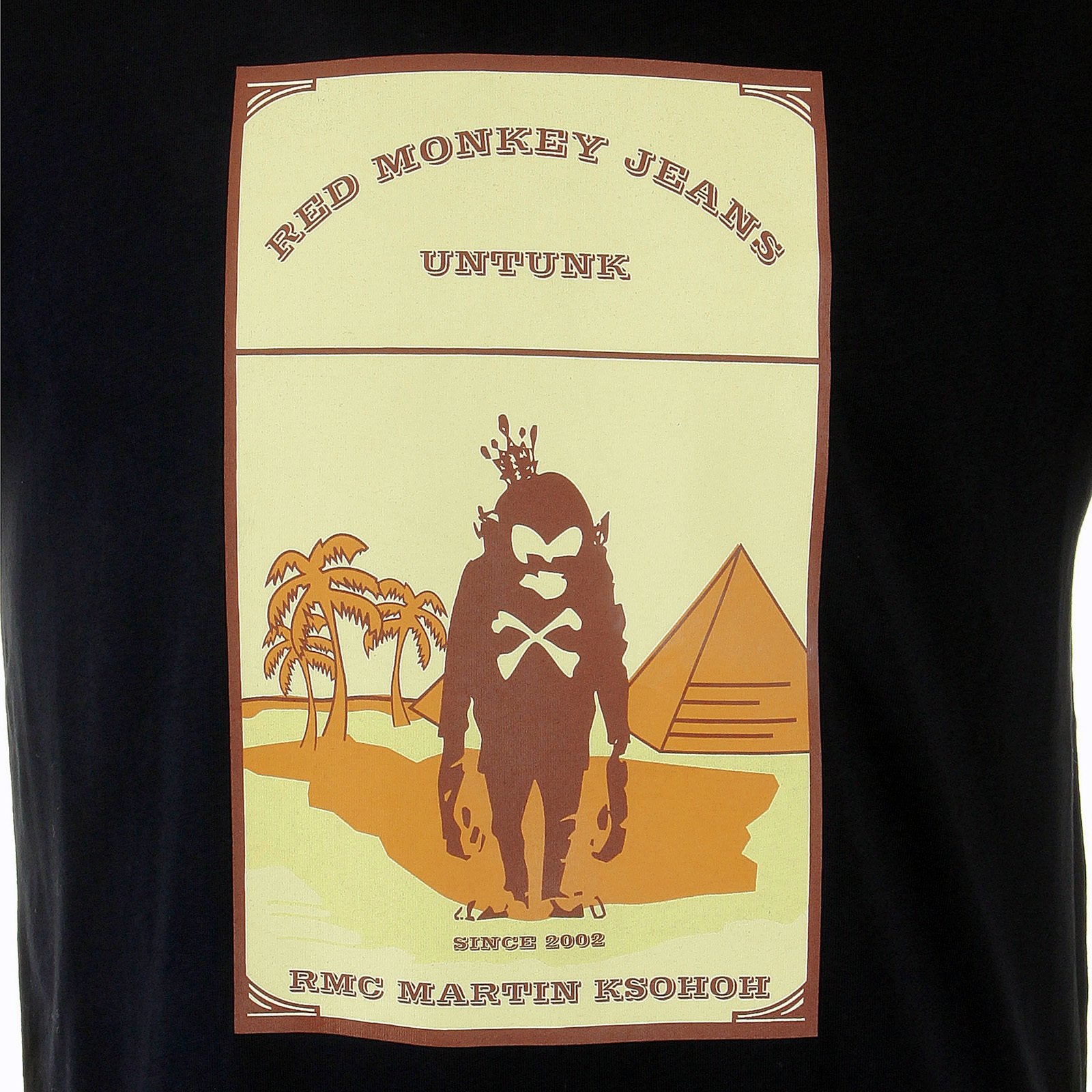 RMC JEANS SHORT SLEEVE REGULAR FIT CREWNECK CAMEL CIGARETTE PACKET PRINTED T-SHIRT IN BLACK REDM1163