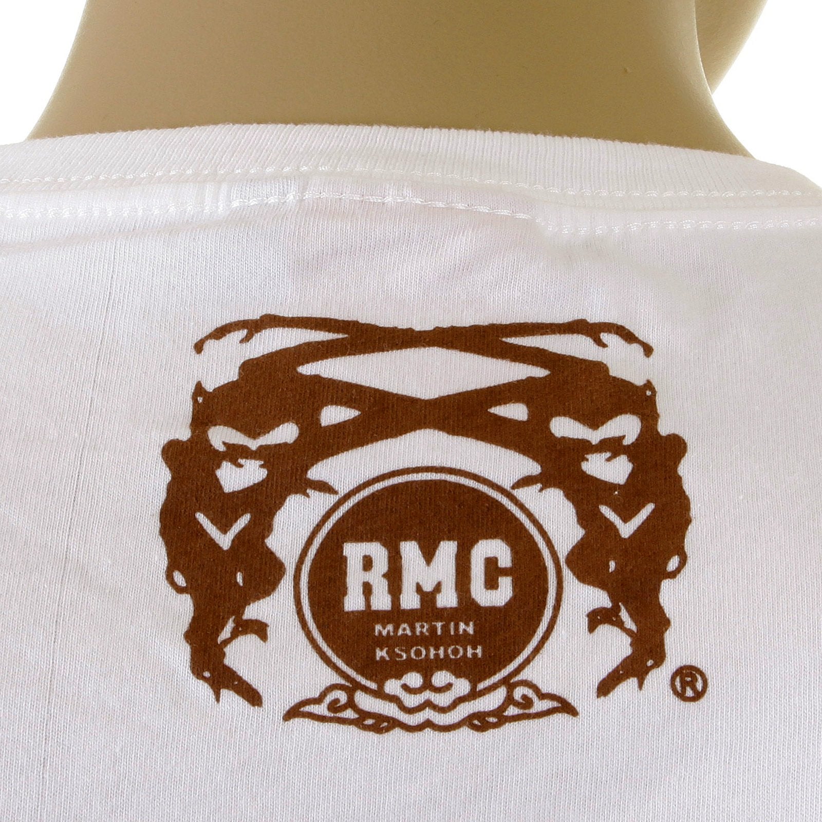 RMC JEANS REGULAR FIT SHORT SLEEVED WHITE CREWNECK T-SHIRT WITH CAMEL CIGARETTE PACKET PRINT REDM1164