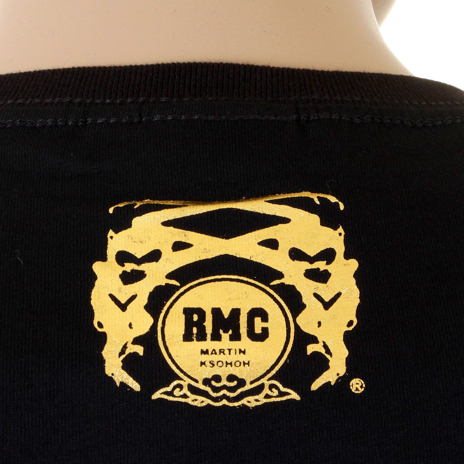 RMC JEANS BLACK REGULAR FIT SHORT SLEEVED CREWNECK T-SHIRT WITH GOLD FOIL COWBOY RODEO PRINT REDM2089