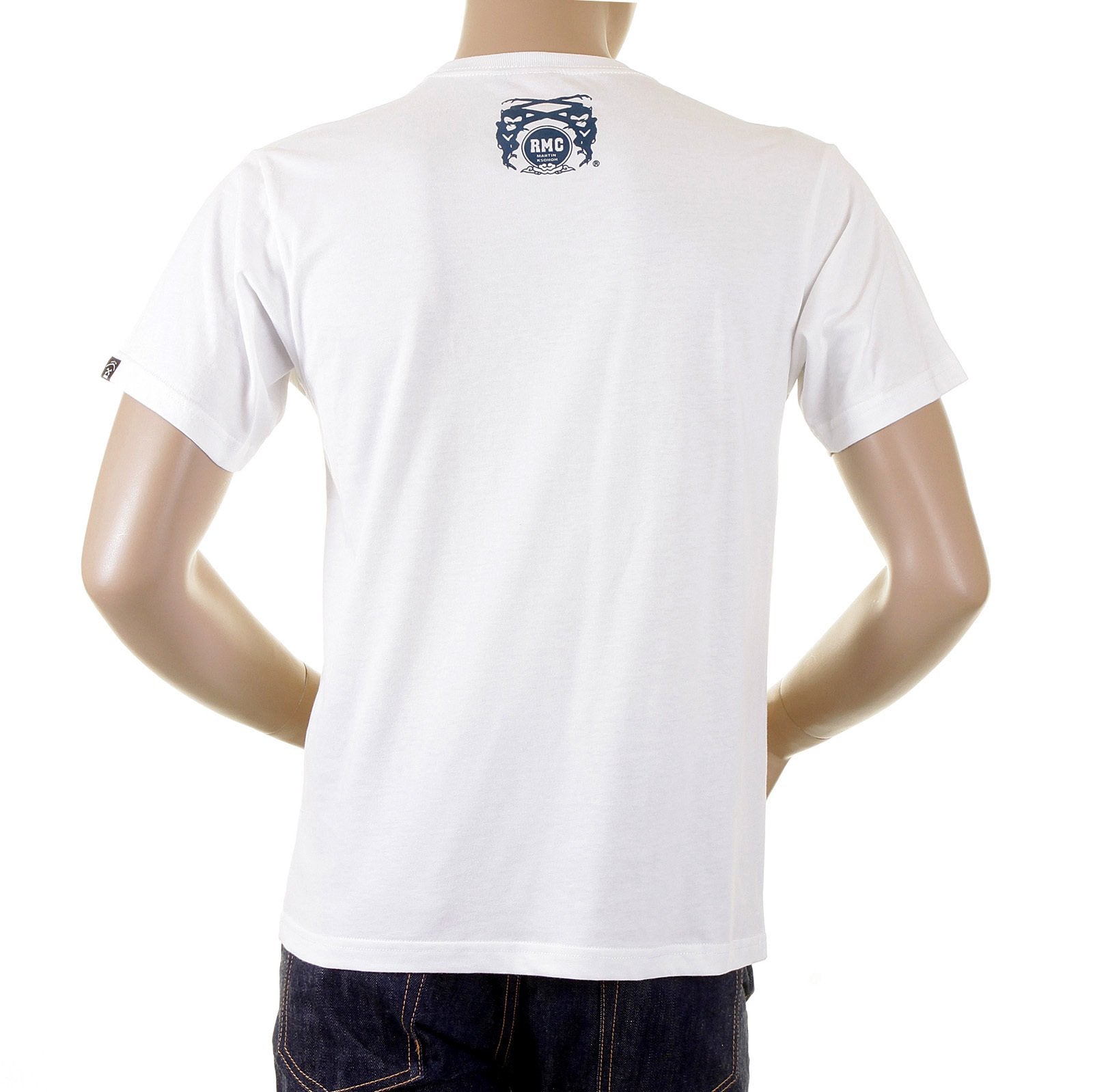 RMC JEANS MENS SHORT SLEEVE NAVY RQT1049 REGULAR FIT COTTON VINTAGE CREWNECK T-SHIRT REDM2095