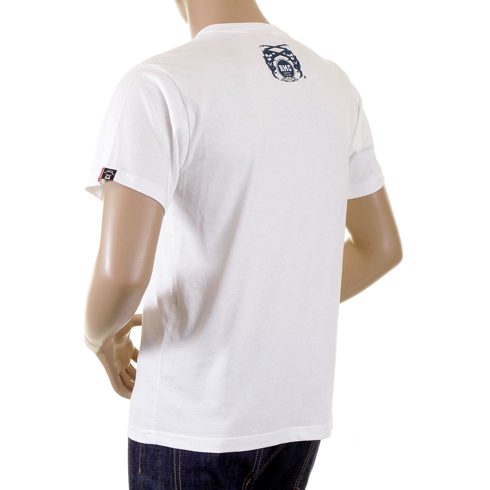 RMC JEANS MENS SHORT SLEEVE NAVY RQT1049 REGULAR FIT COTTON VINTAGE CREWNECK T-SHIRT REDM2095