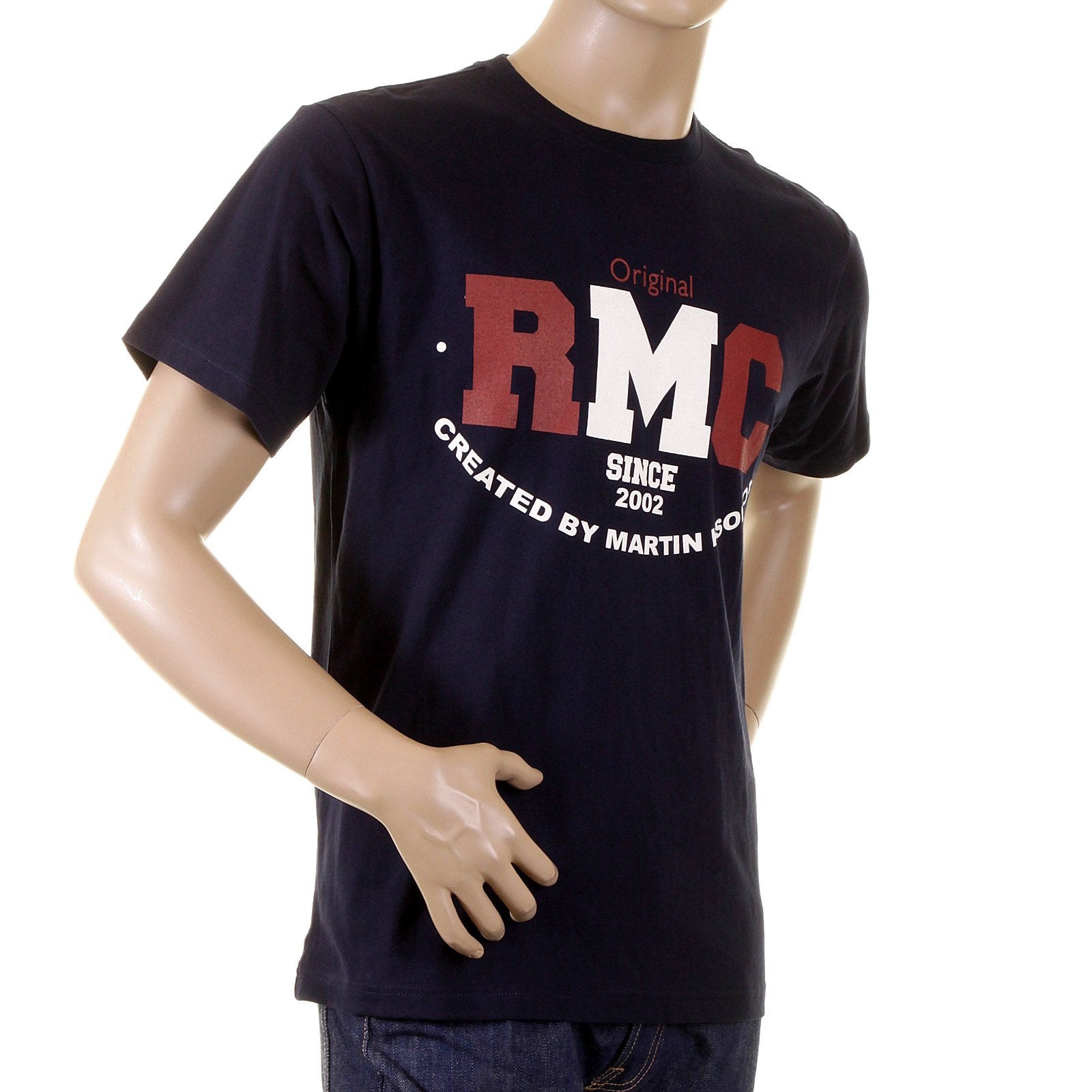 RMC MARTIN KSOHOH MENS NAVY SHORT SLEEVE RQT1049 COTTON REGULAR FIT VINTAGE CREWNECK T-SHIRT REDM2096