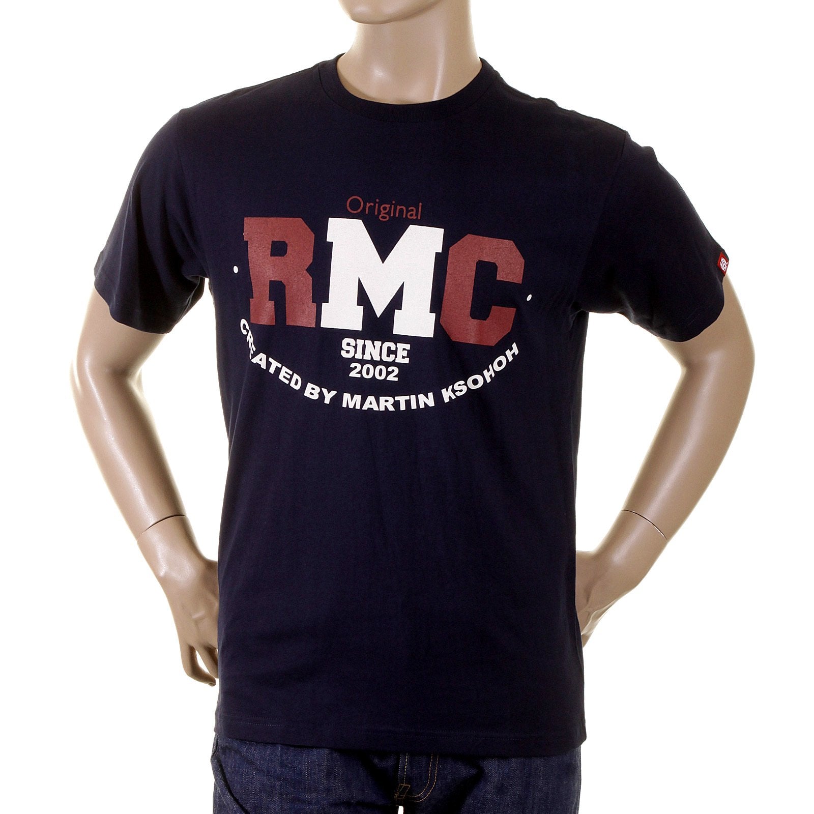 RMC MARTIN KSOHOH MENS NAVY SHORT SLEEVE RQT1049 COTTON REGULAR FIT VINTAGE CREWNECK T-SHIRT REDM2096
