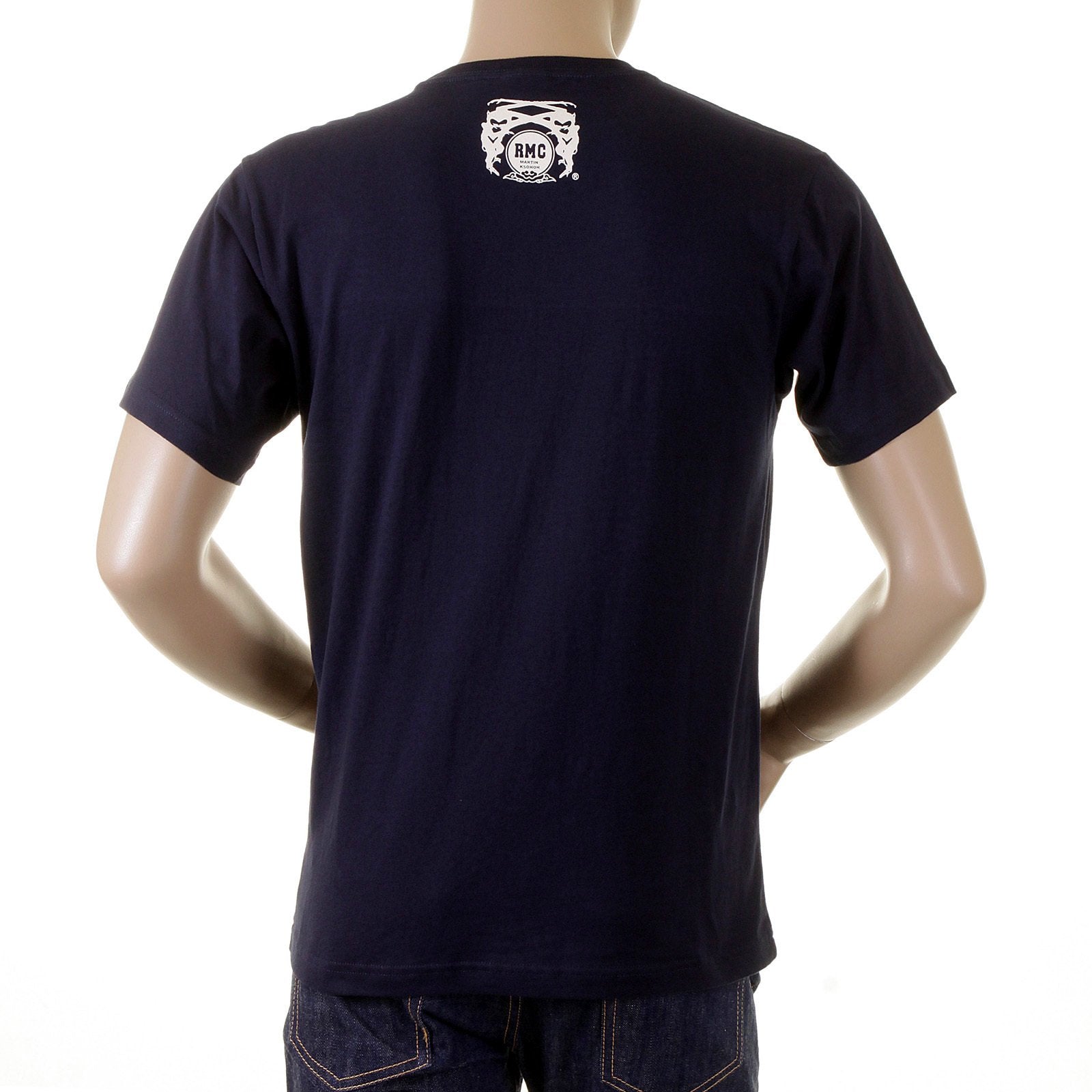RMC MARTIN KSOHOH MENS NAVY SHORT SLEEVE RQT1049 COTTON REGULAR FIT VINTAGE CREWNECK T-SHIRT REDM2096