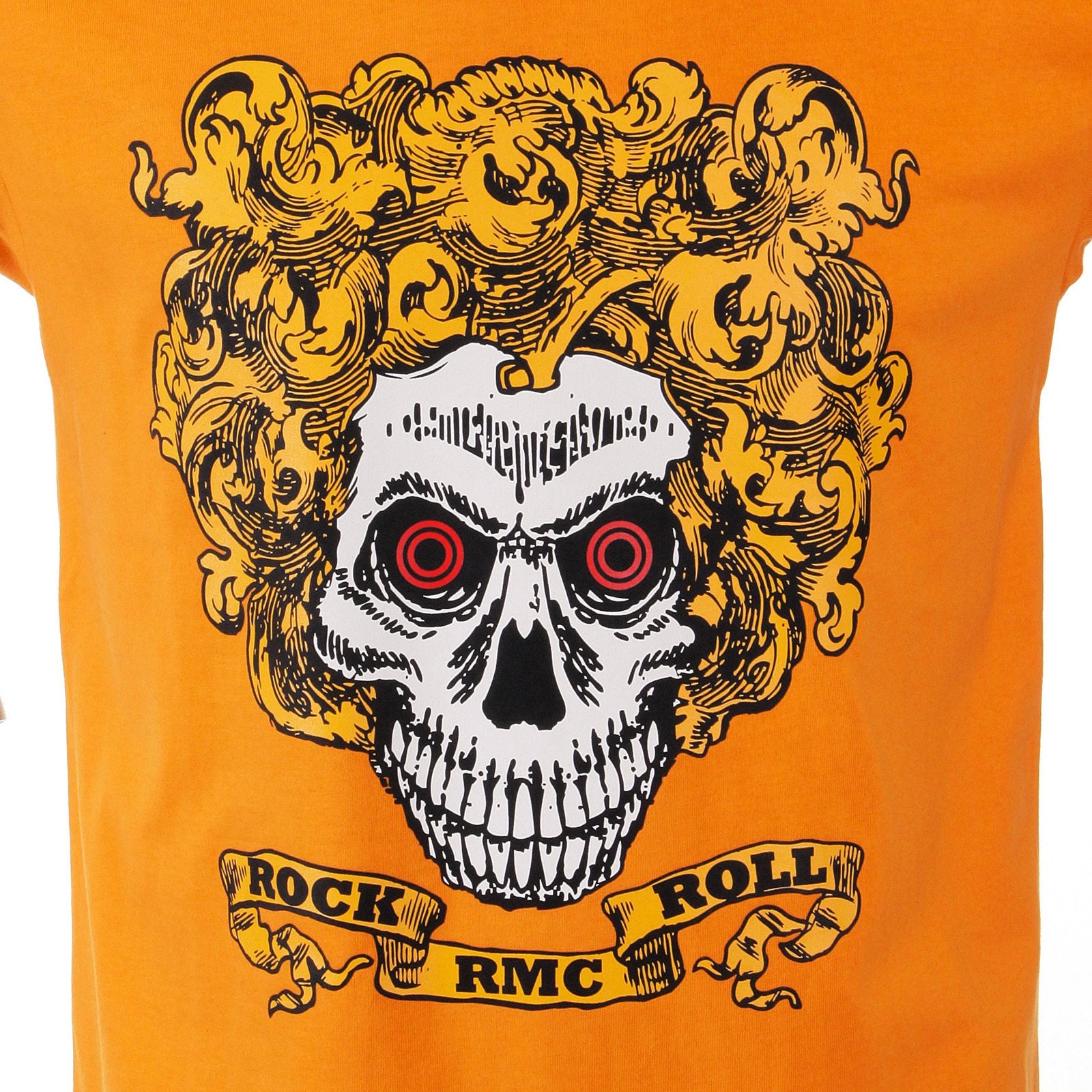 RMC MARTIN KSOHOH REGULAR FIT SHORT SLEEVE ORANGE CREW NECK ROCK AND ROLL SKULL PRINTED T-SHIRT REDM2093