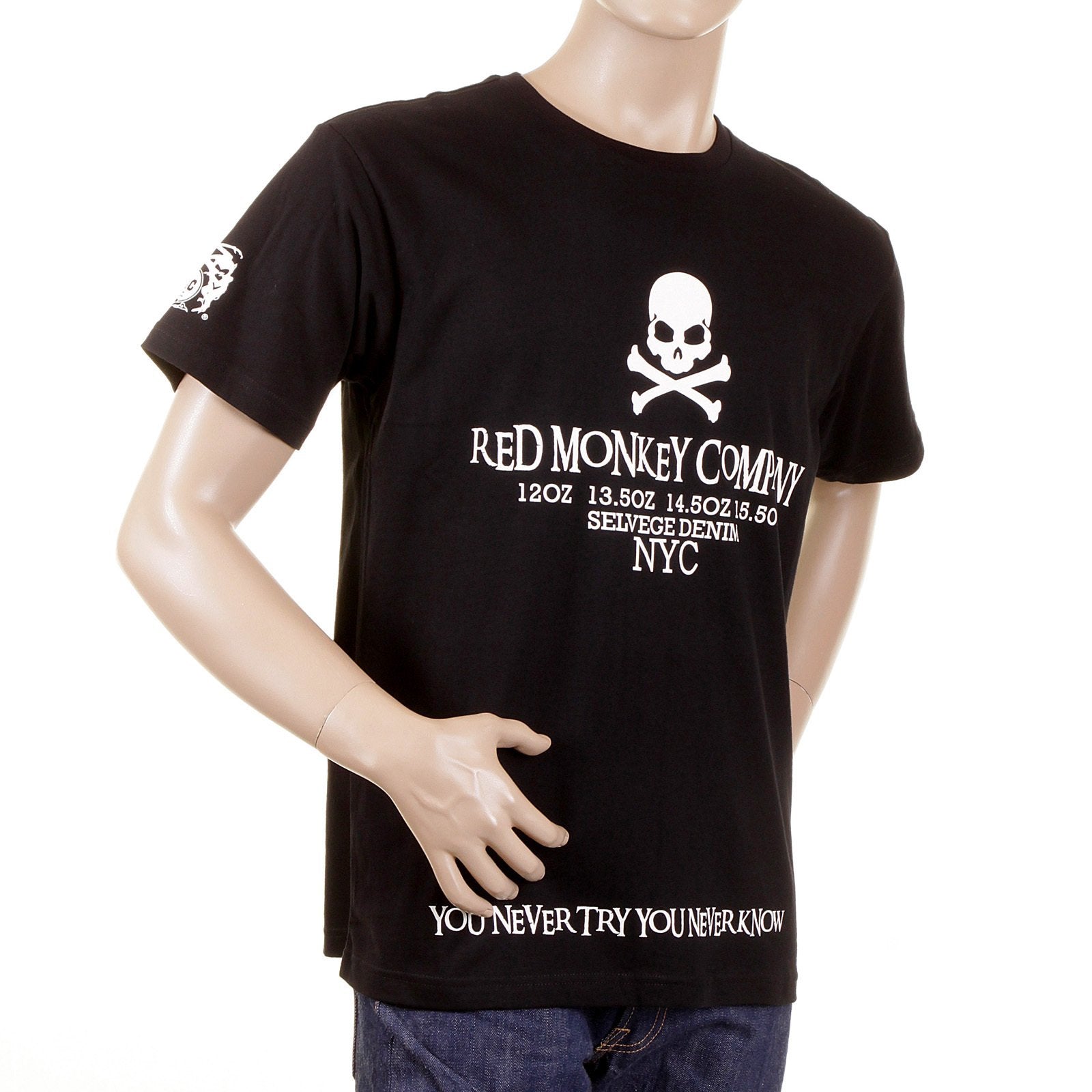 RMC MARTIN KSOHOH SHORT SLEEVE RQT1054 NYC WHITE SKULL REGULAR FIT CREW NECK PRINTED T-SHIRT IN BLACK REDM2126