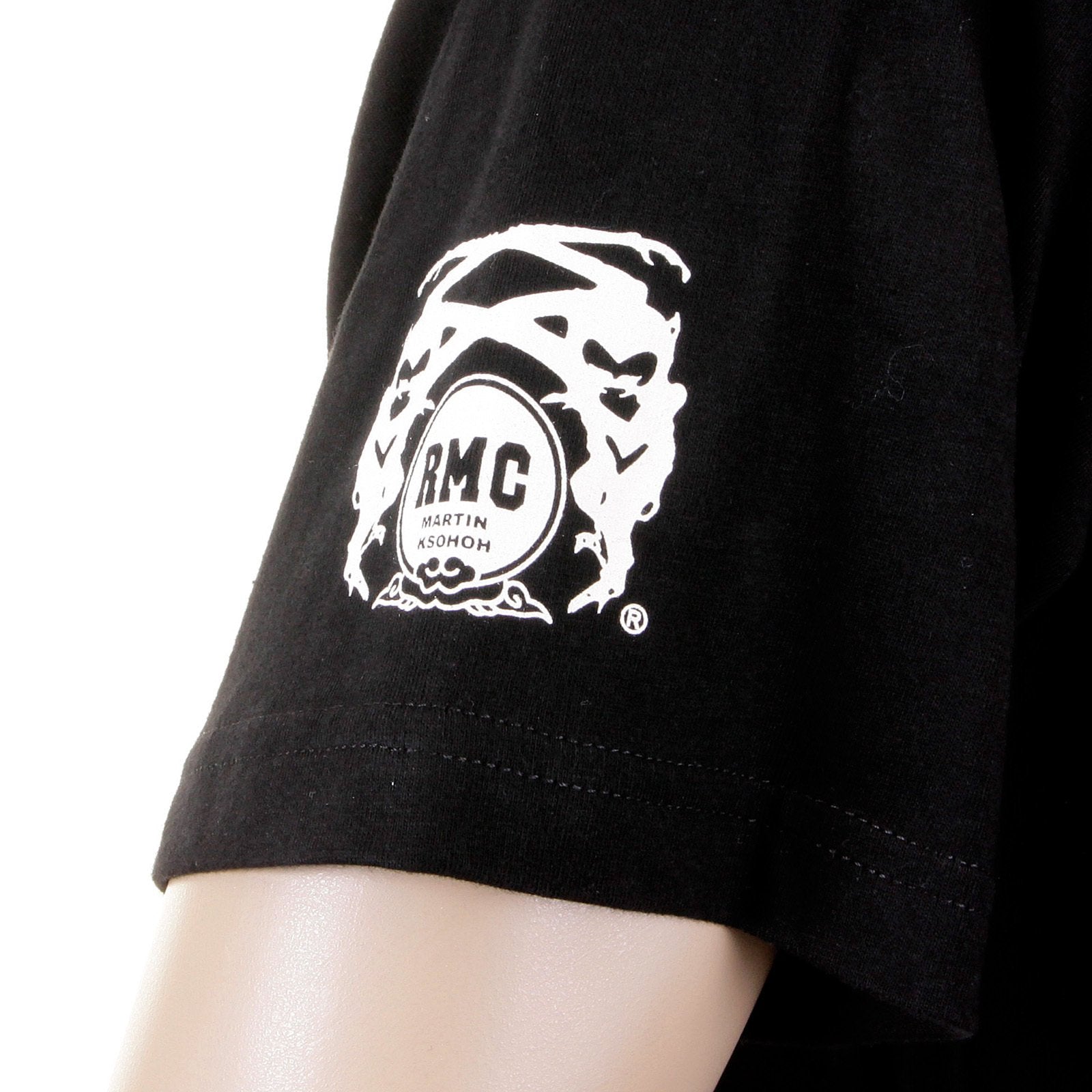 RMC MARTIN KSOHOH SHORT SLEEVE RQT1054 NYC WHITE SKULL REGULAR FIT CREW NECK PRINTED T-SHIRT IN BLACK REDM2126